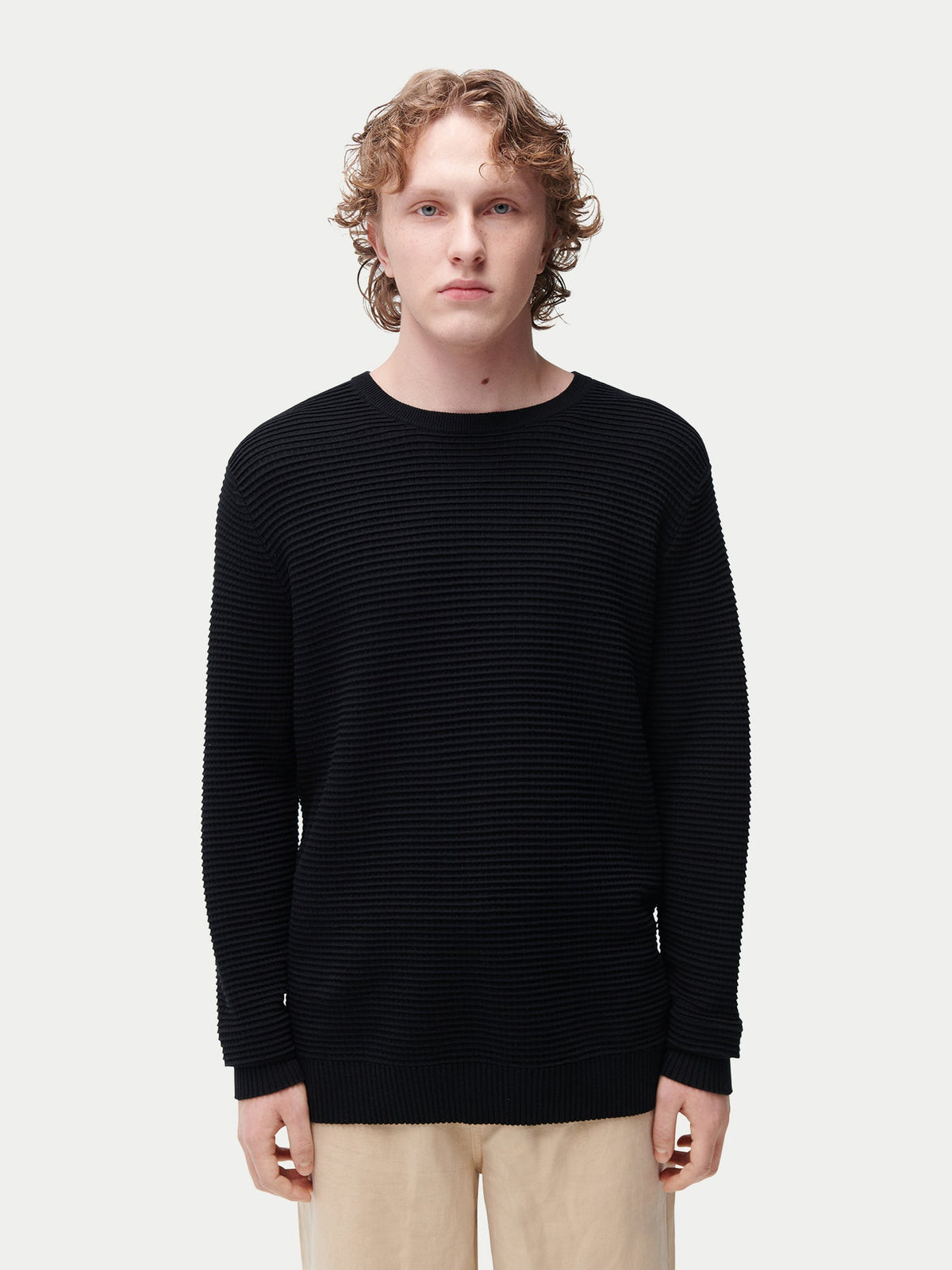 Textured-knit Silk Cashmere Sweater — Graphite Black