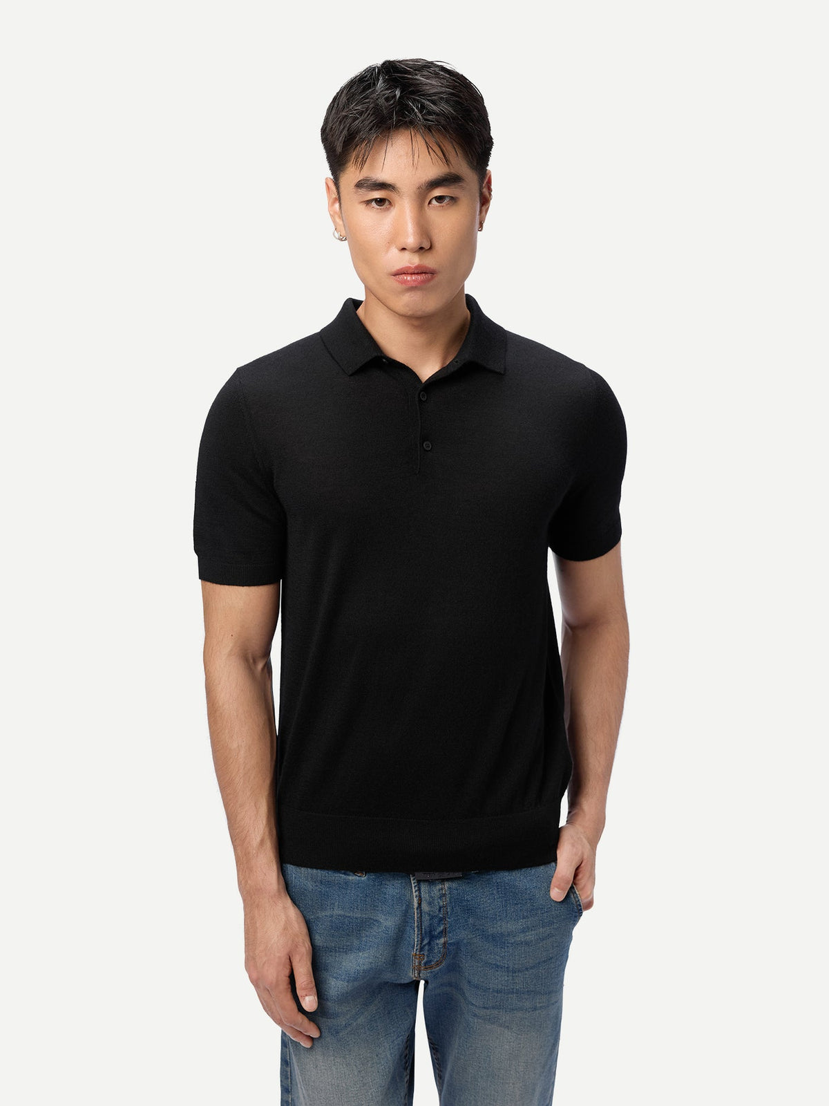 Men Classic Polo Shirt With Short Sleeve — Graphite Black