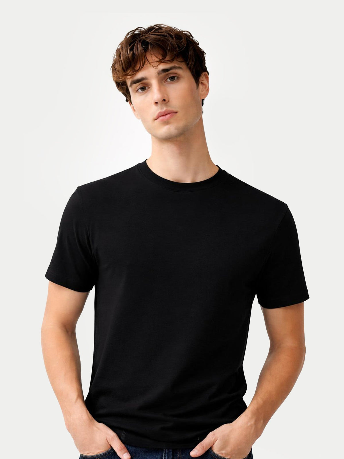 Silk Cashmere Crew Neck T-shirt — Graphite Black