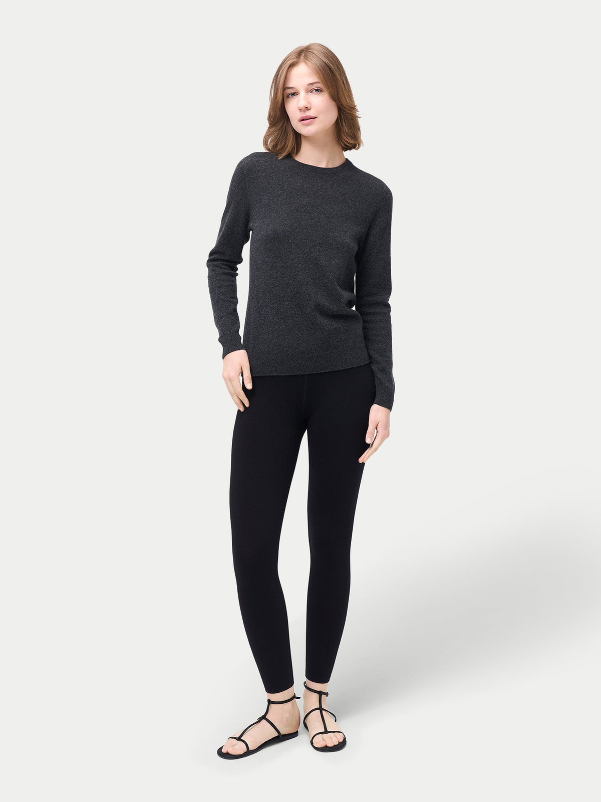 Women's Silk Cashmere Leggings — Graphite Black