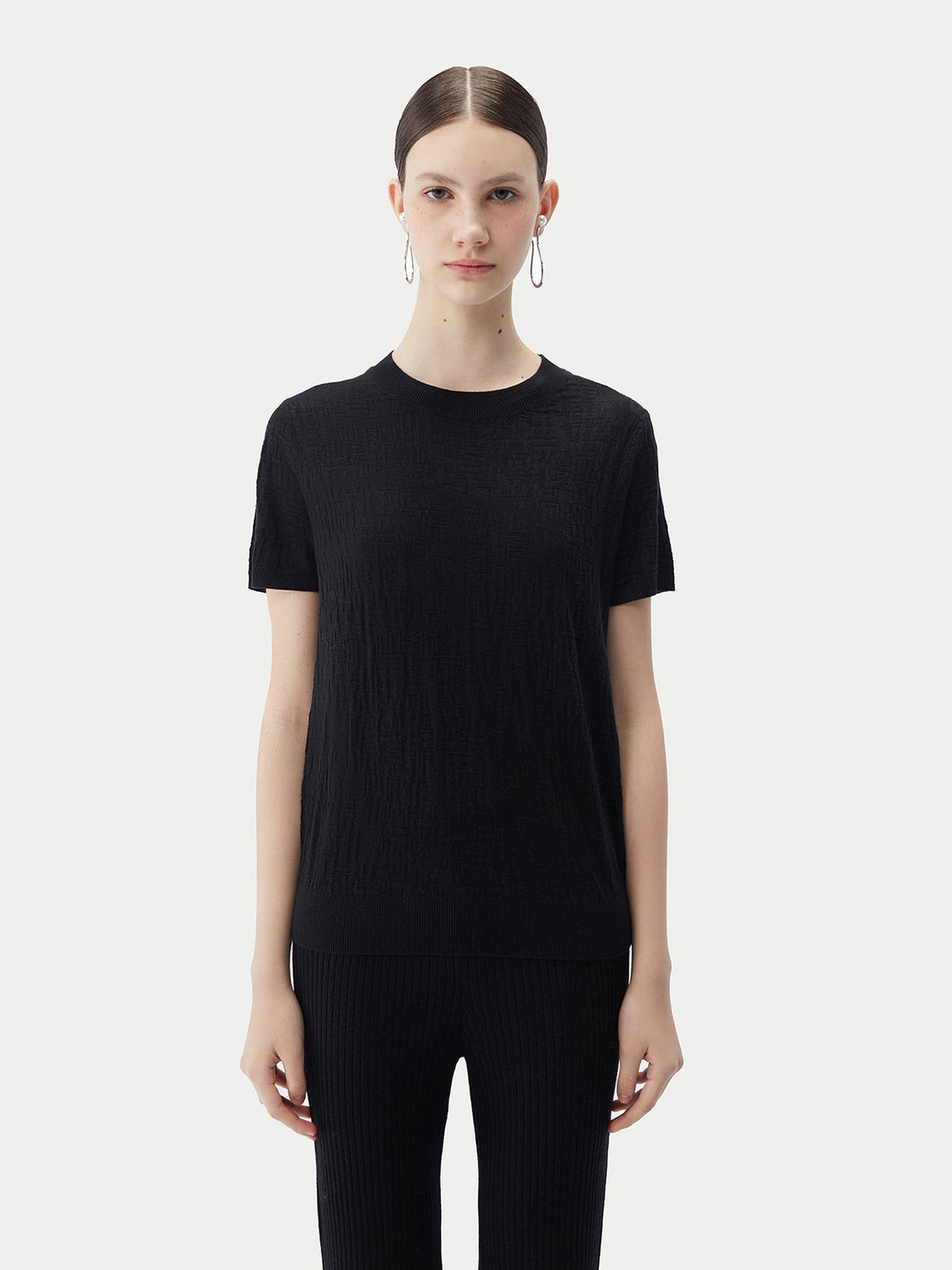 Silk Cashmere T-shirt — Graphite Black