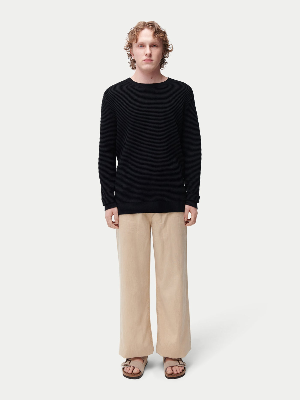 Textured-knit Silk Cashmere Sweater — Graphite Black