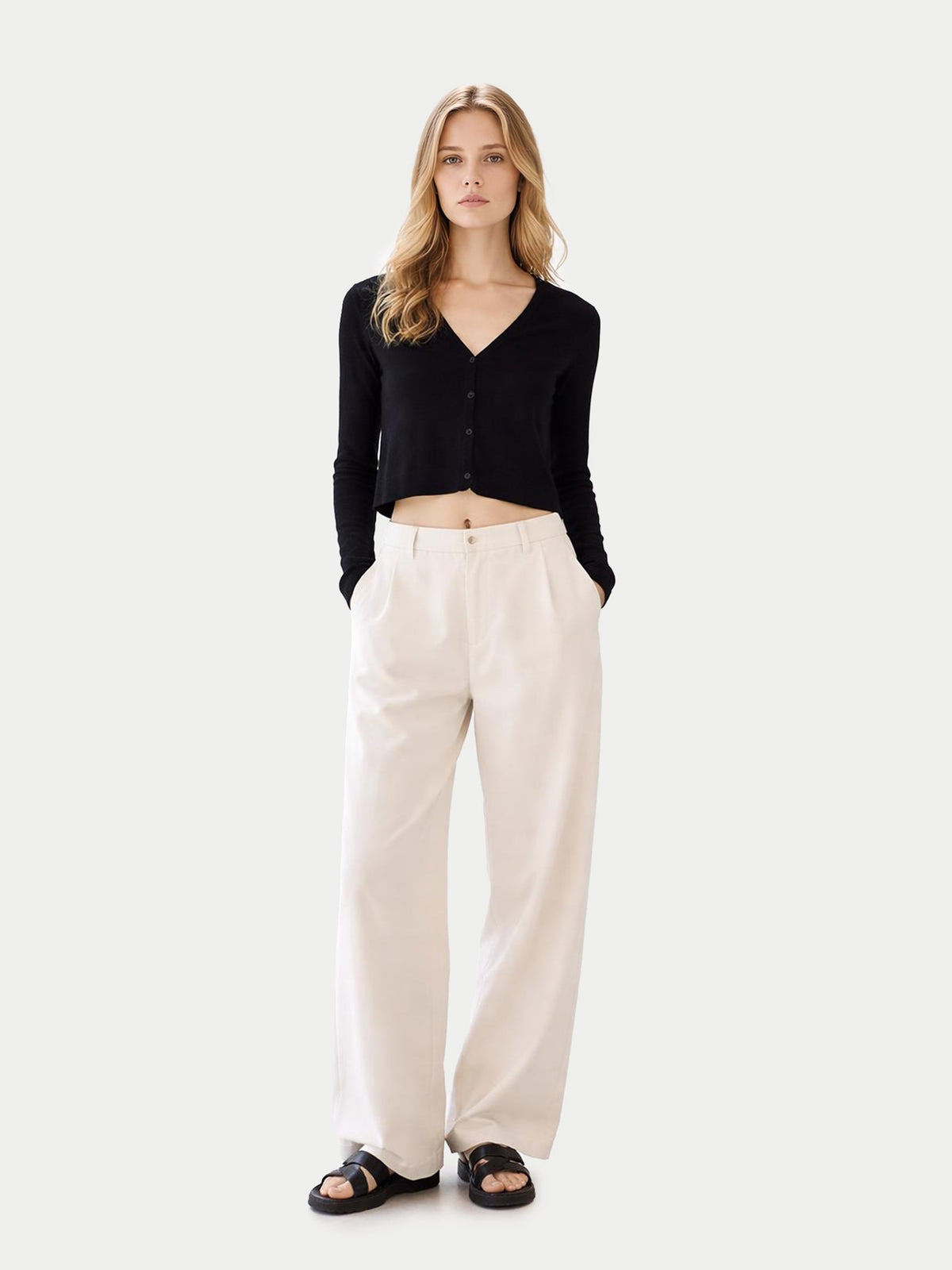 Lightweight Cashmere Silk Cardigan — Graphite Black