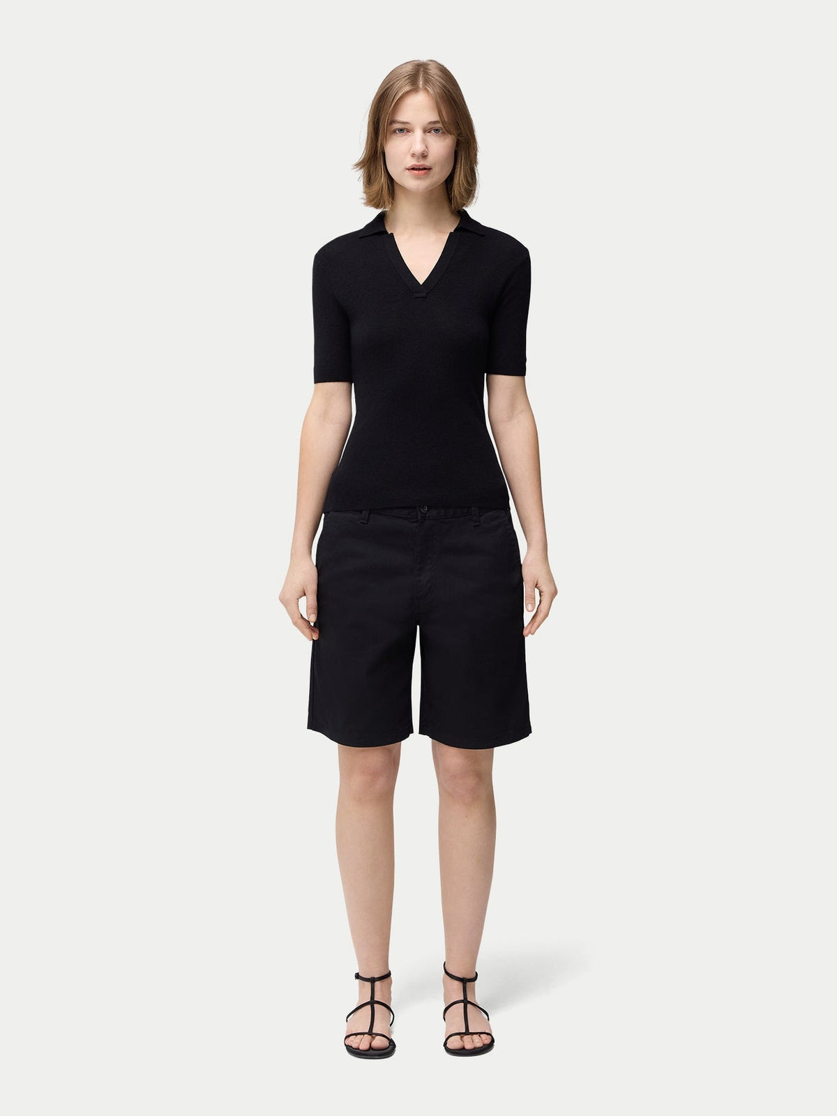 Cashmere Silk Women's Polo Shirt — Graphite Black