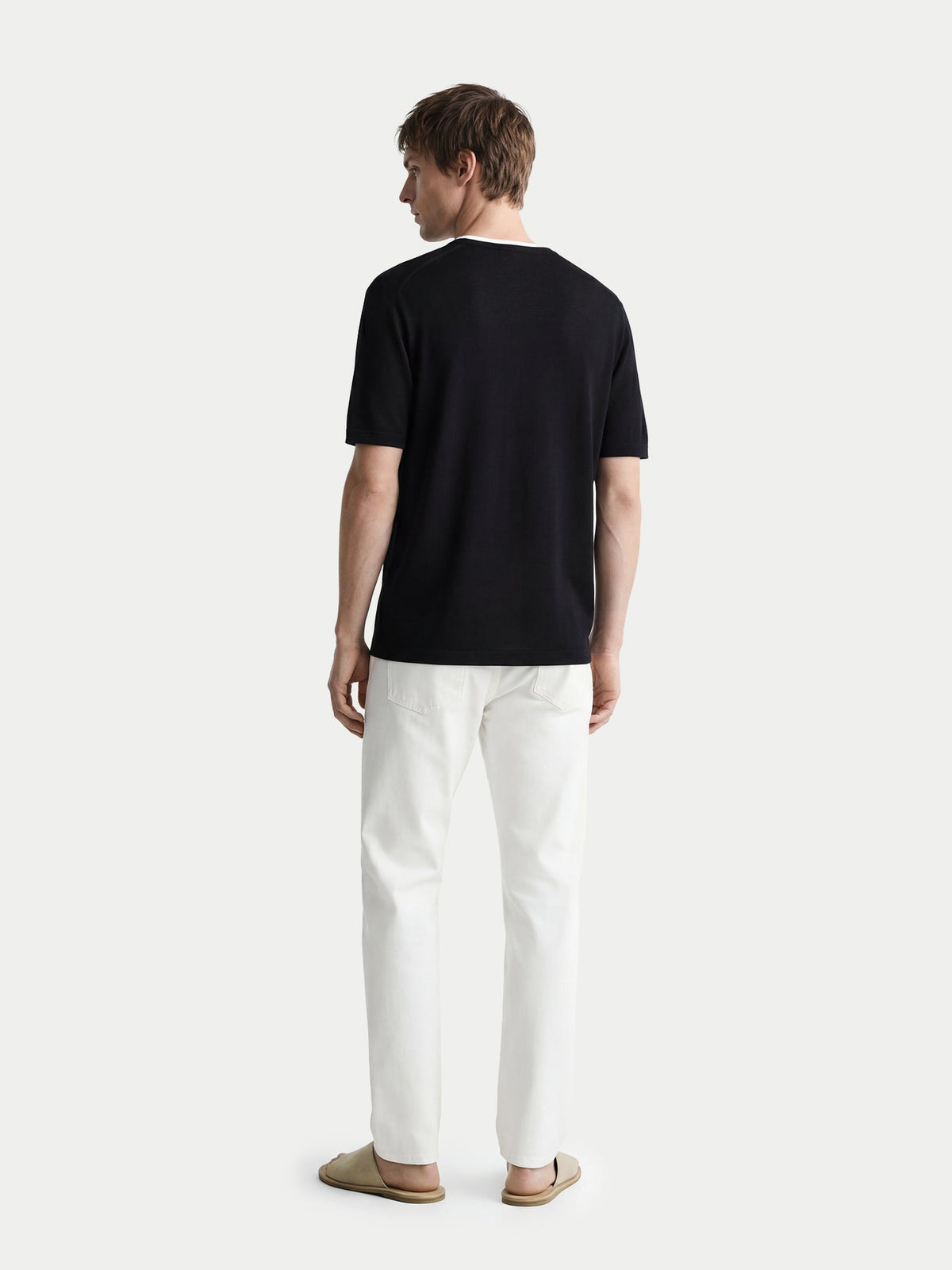 Cashmere Silk Double-collar T-shirt — Graphite Black