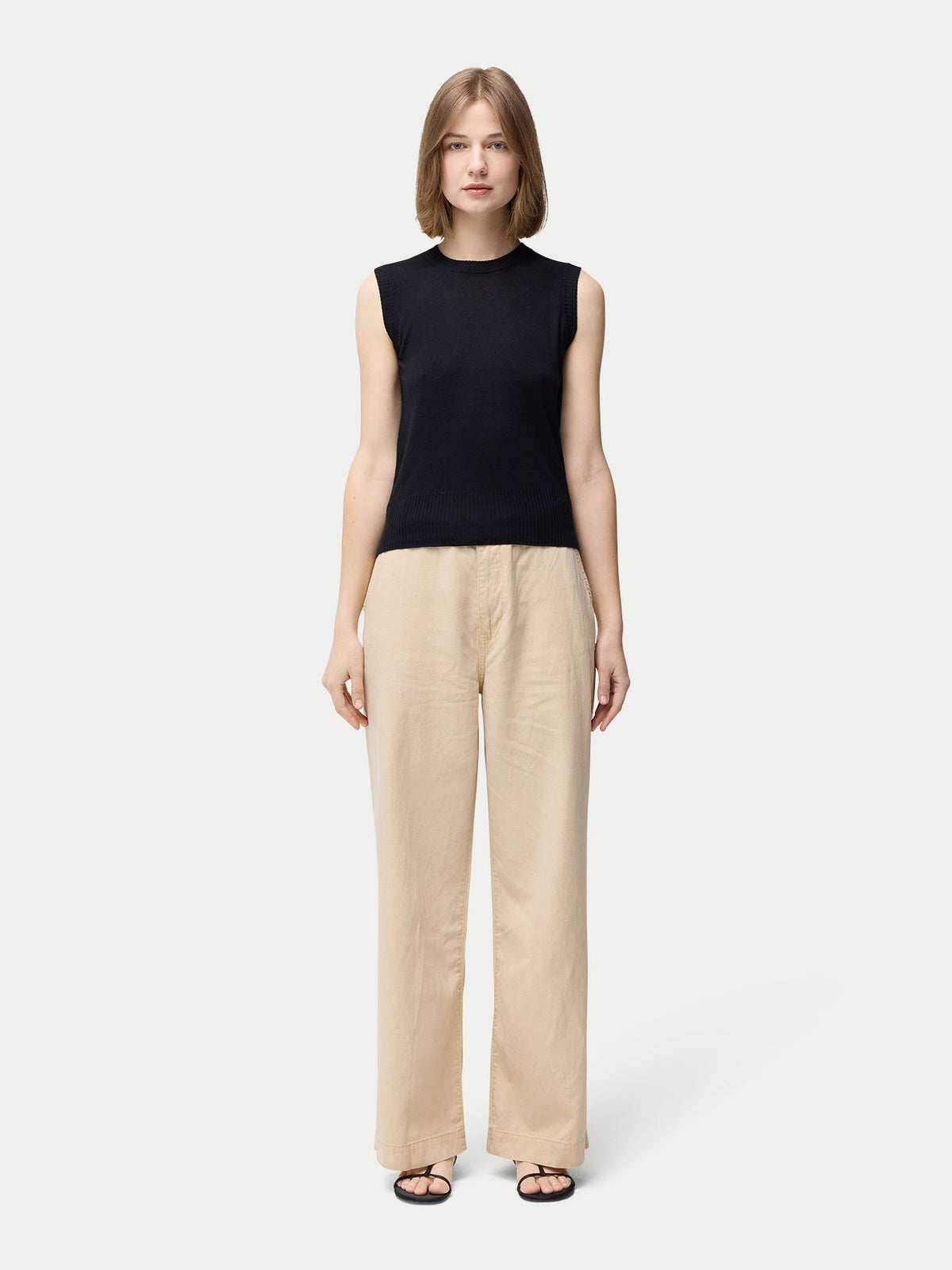 Cashmere Silk Sleeveless Top — Graphite Black