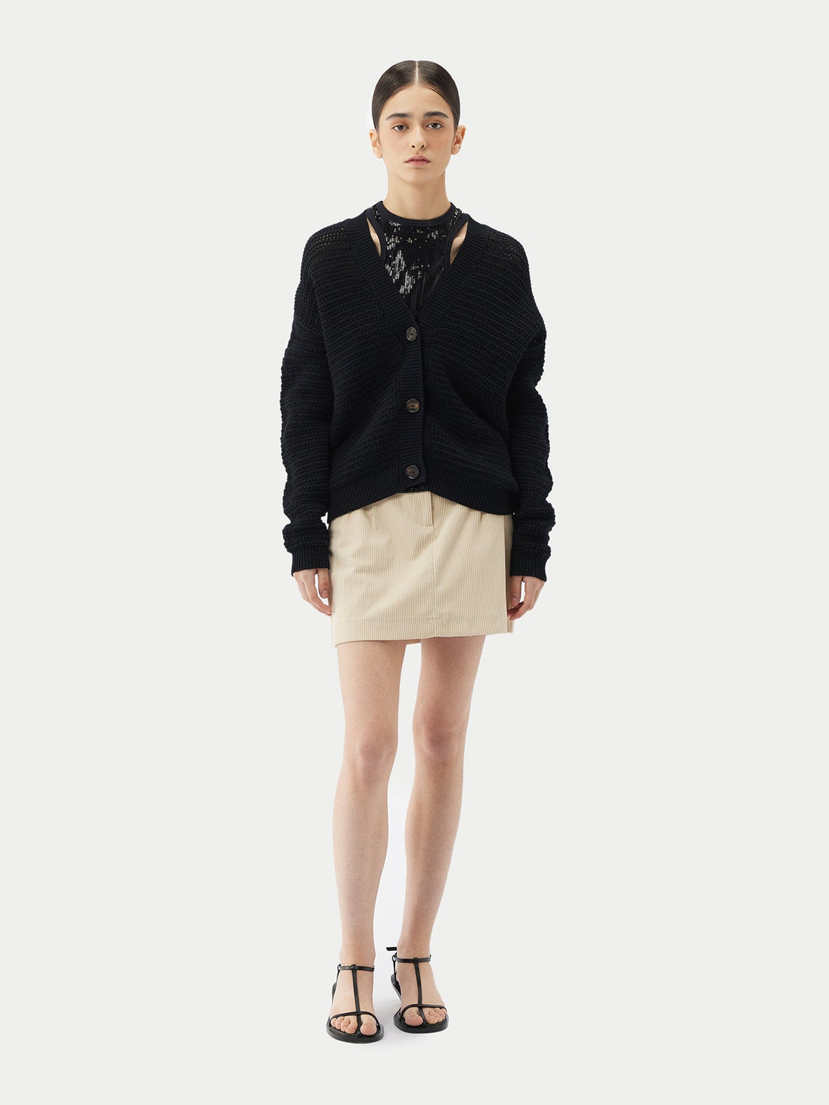 Cotton Cashmere Cardigan — Graphite Black