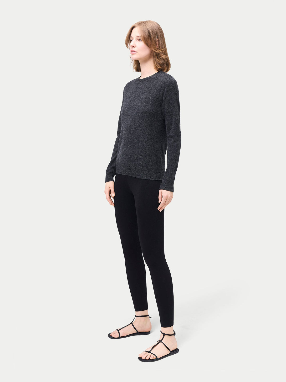 Women's Silk Cashmere Leggings — Graphite Black