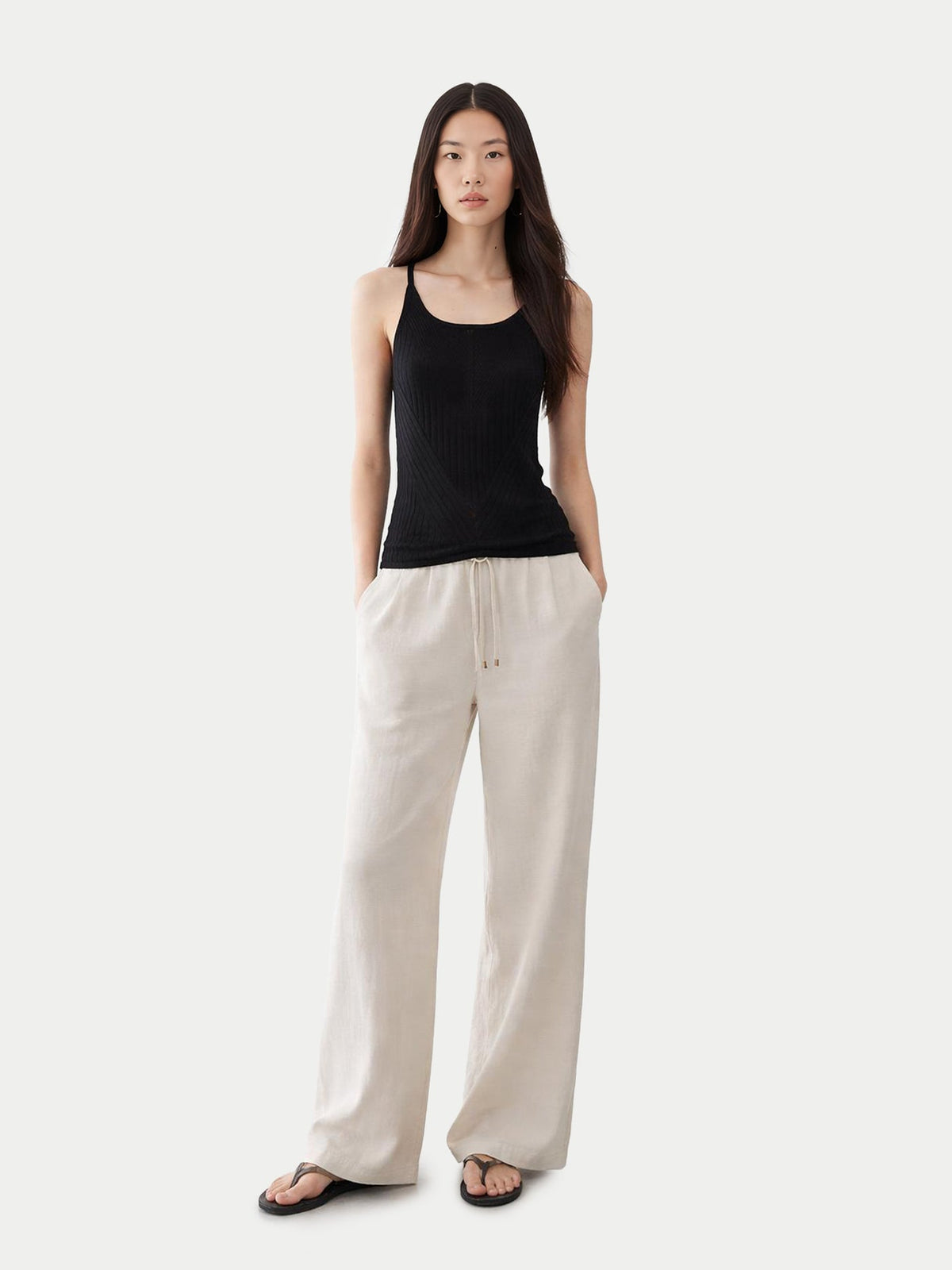 Sleeveless Silk Cashmere Top — Graphite Black