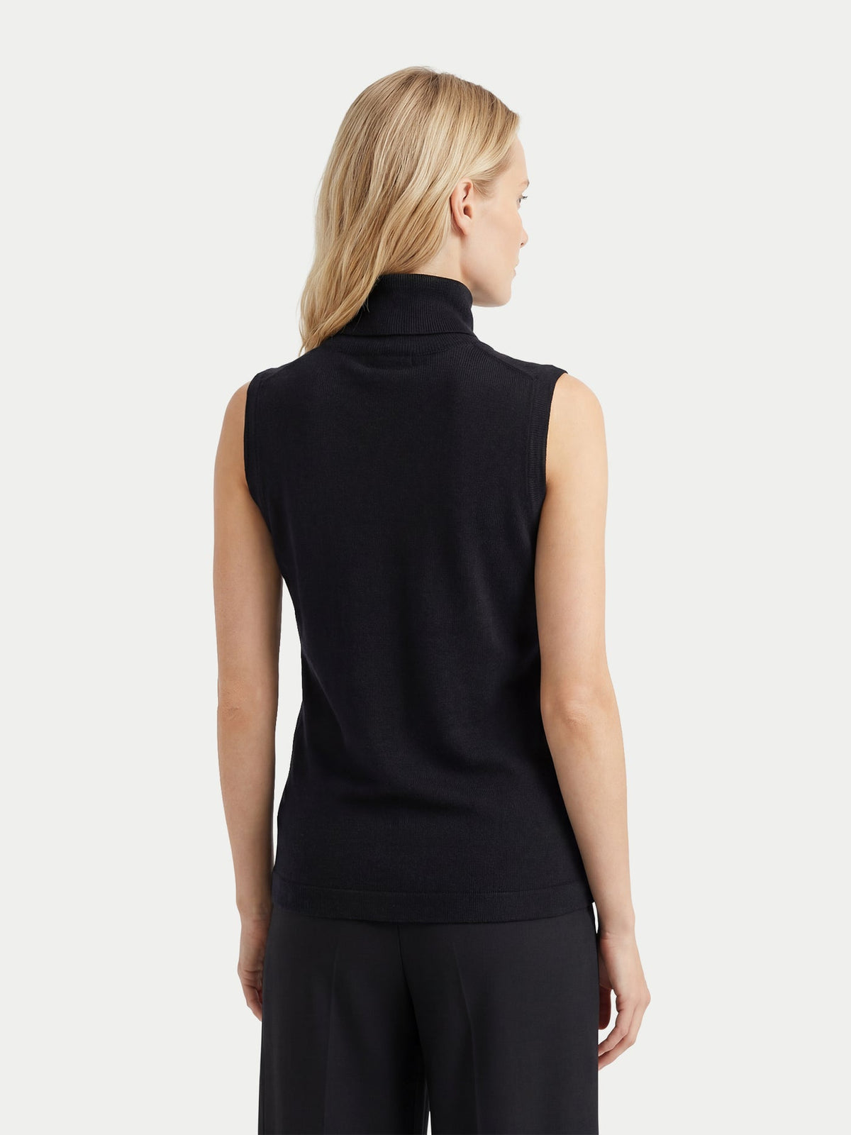Cashmere Silk High-neck Top — Graphite Black