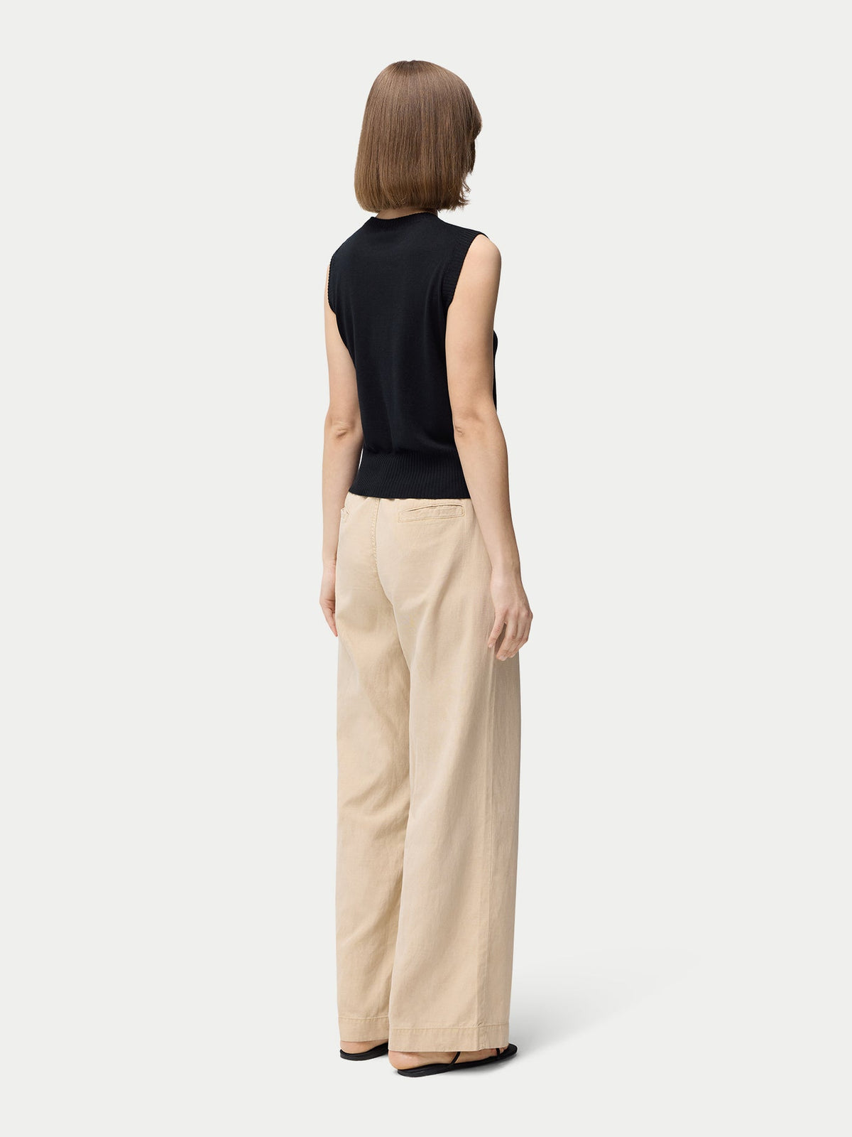 Cashmere Silk Sleeveless Top — Graphite Black