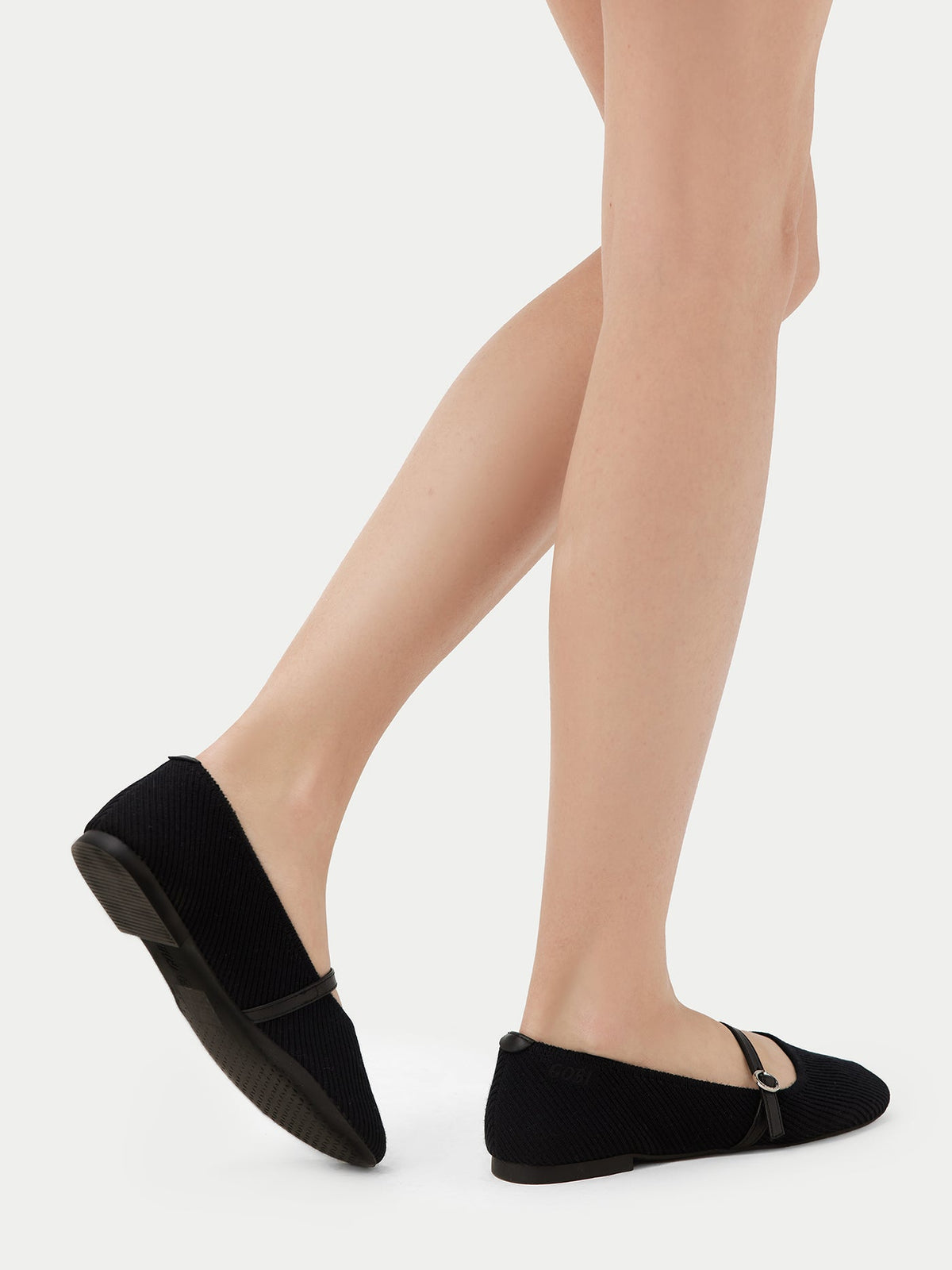 Mercerized Wool Cashmere Knitted Ballet Flats — Graphite Black