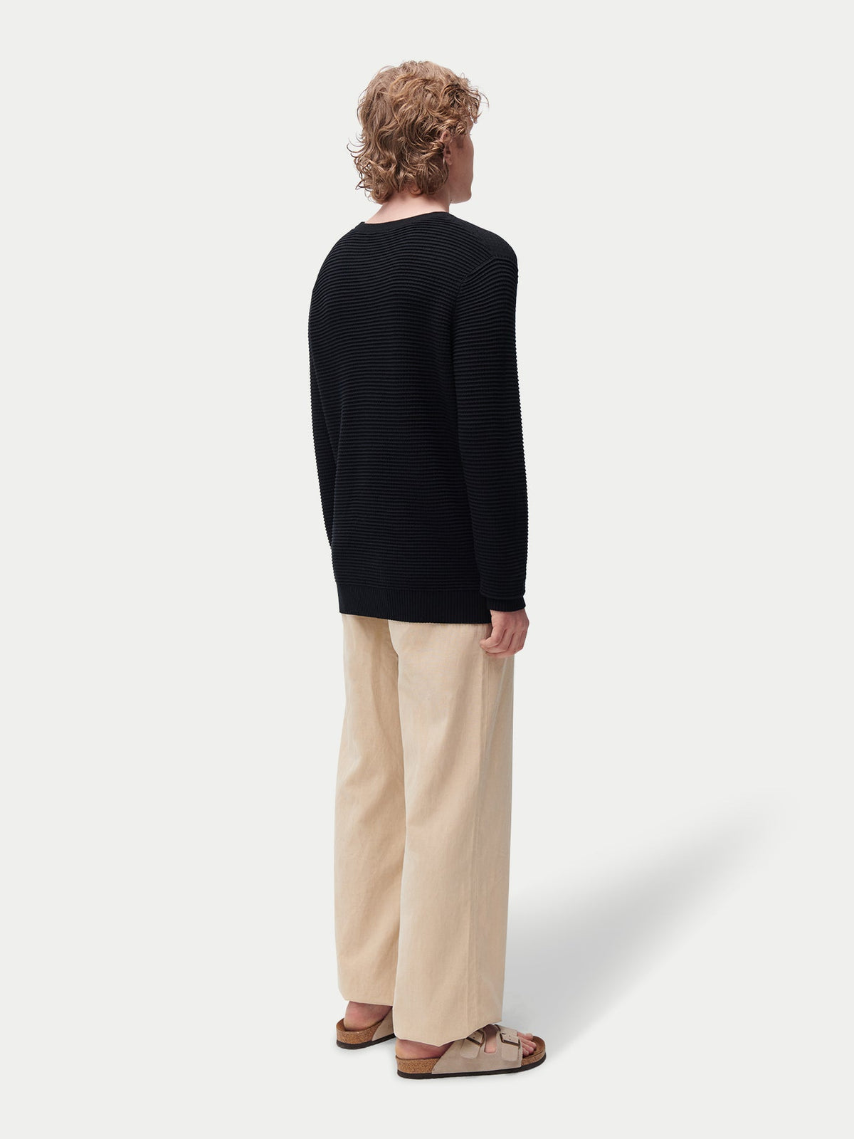 Textured-knit Silk Cashmere Sweater — Graphite Black