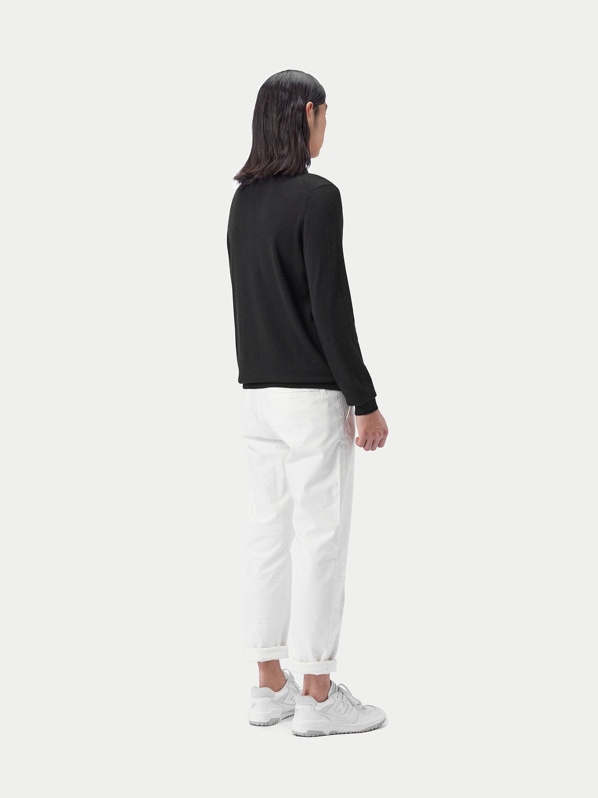 Men's Cashmere Silk Polo — Graphite Black