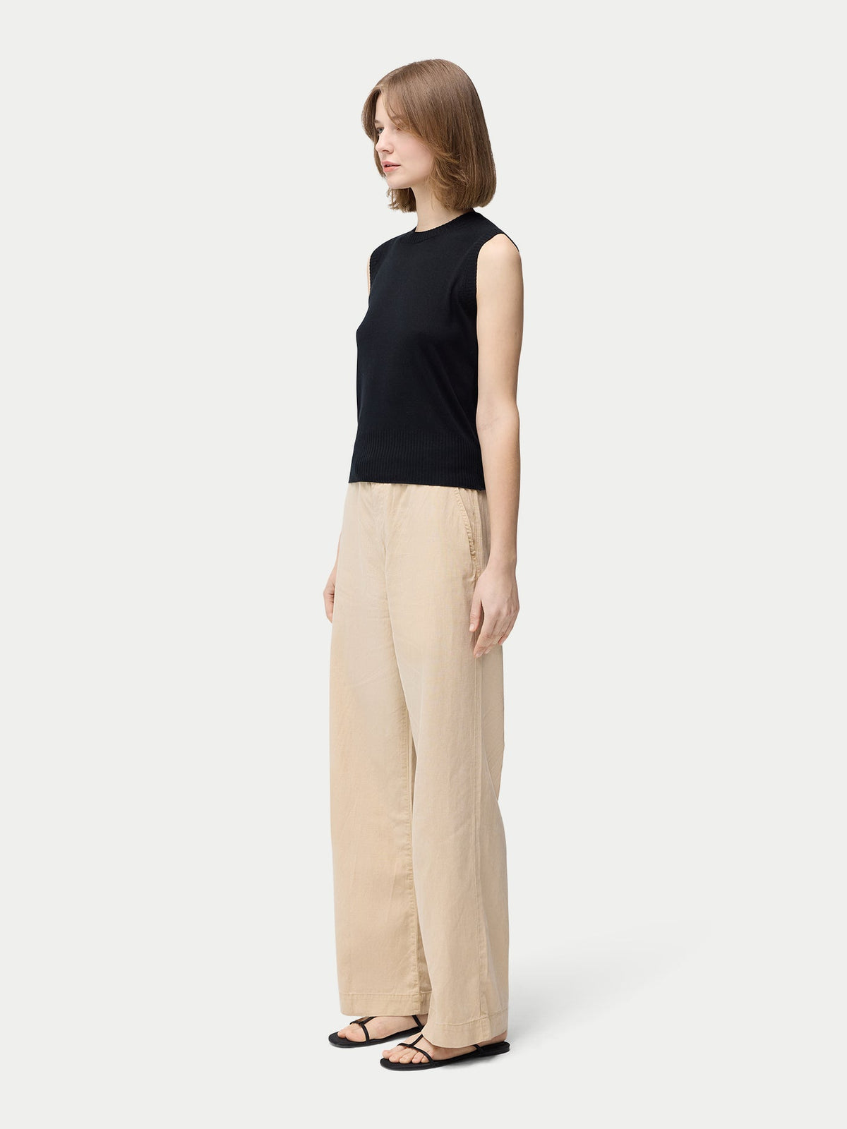 Cashmere Silk Sleeveless Top — Graphite Black