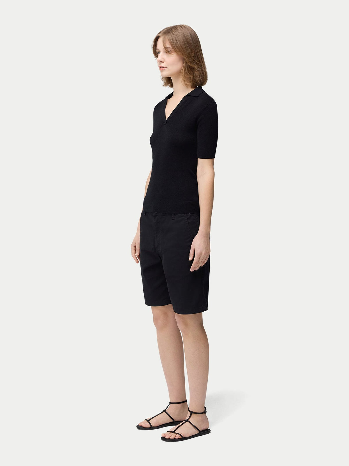 Cashmere Silk Women's Polo Shirt — Graphite Black