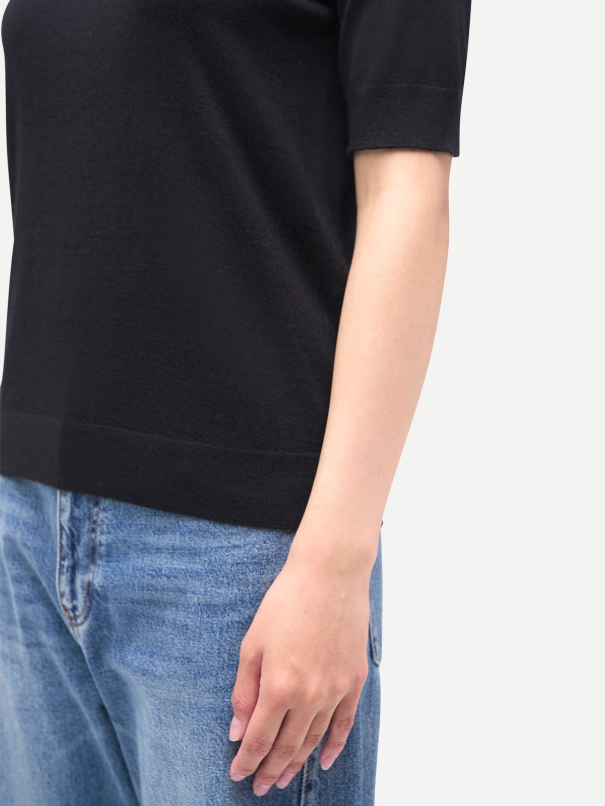 Cashmere Silk Shirt With High Neck — Graphite Black