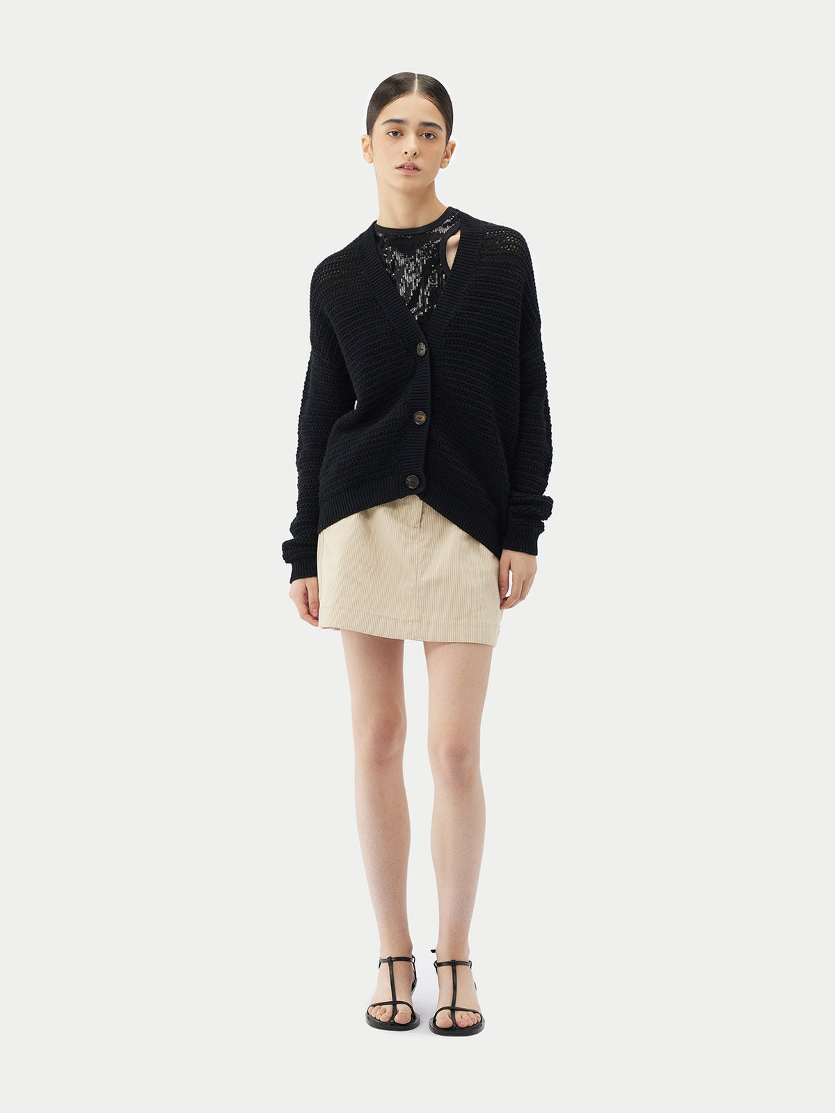 Cotton Cashmere Cardigan — Graphite Black