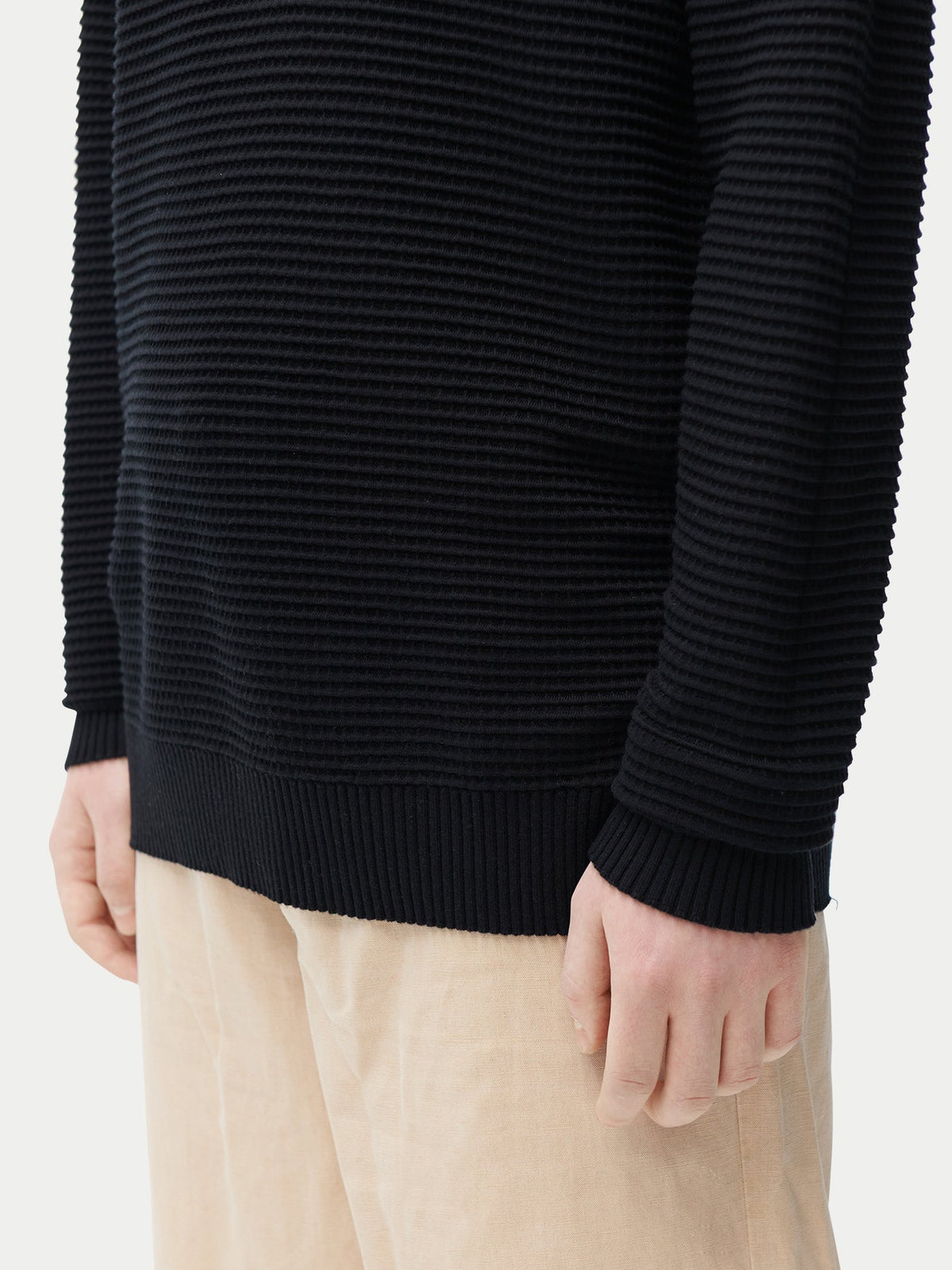 Textured-knit Silk Cashmere Sweater — Graphite Black