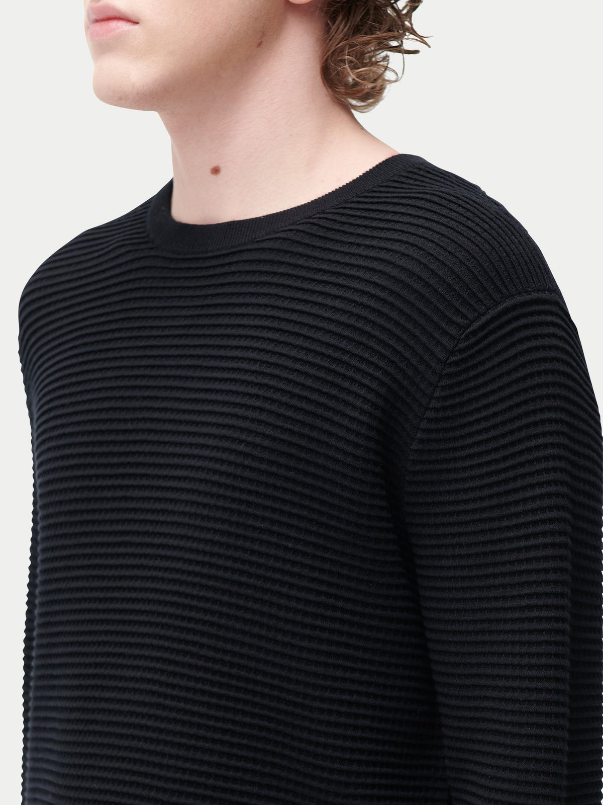 Textured-knit Silk Cashmere Sweater — Graphite Black