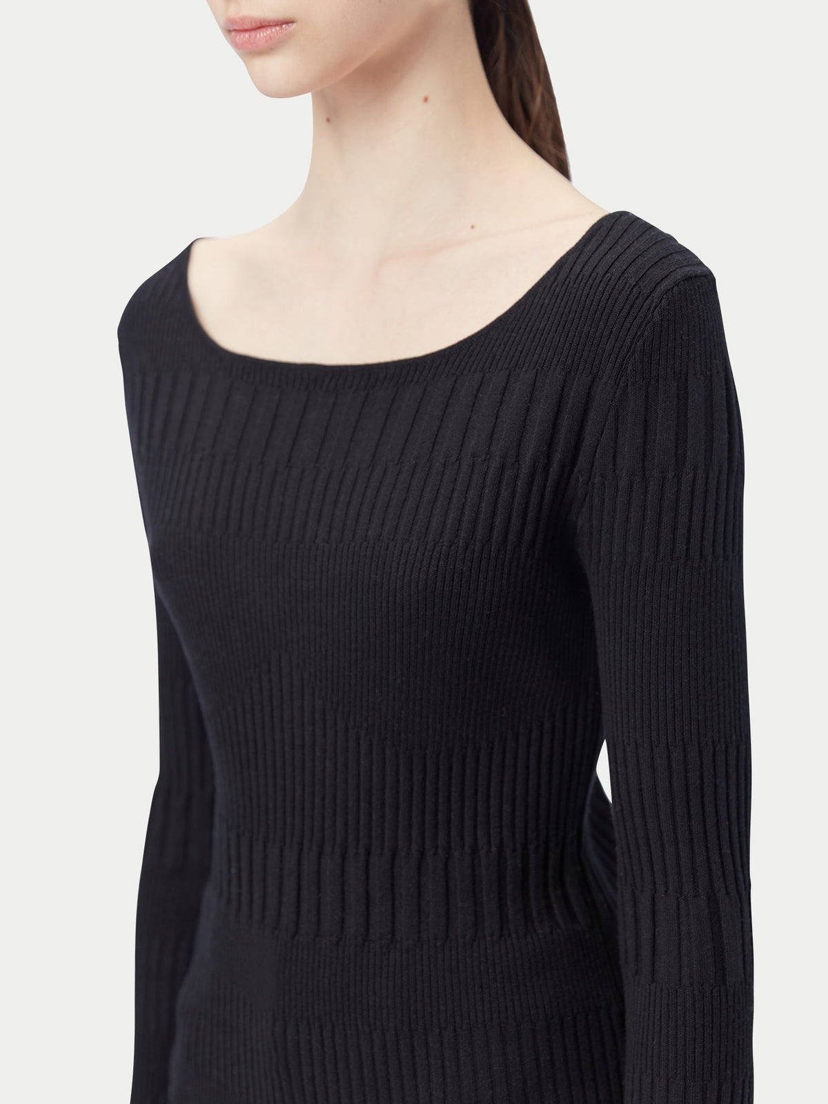 Ribbed Cotton Silk Cashmere Blend Sweater — Graphite Black