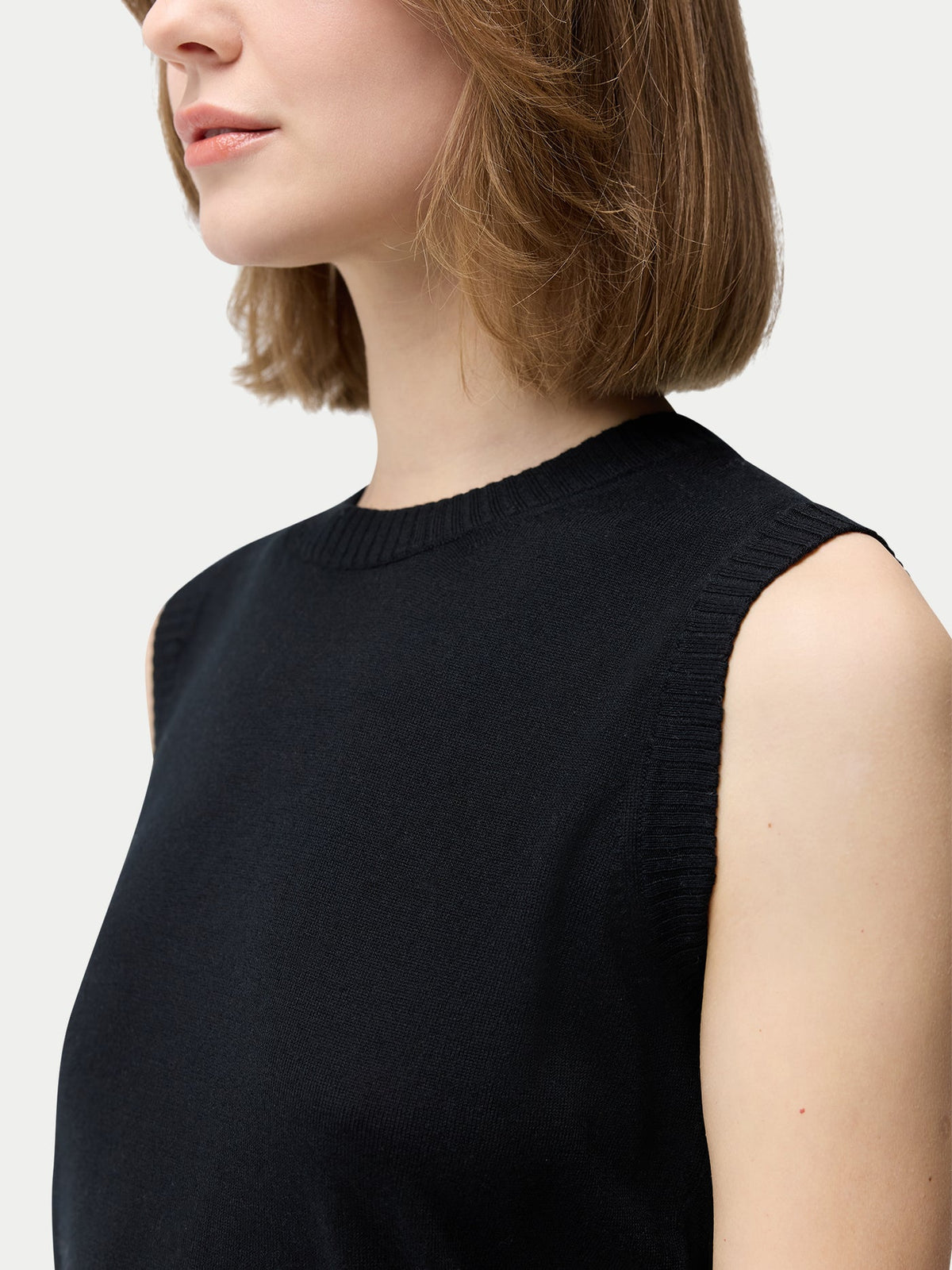 Cashmere Silk Sleeveless Top — Graphite Black