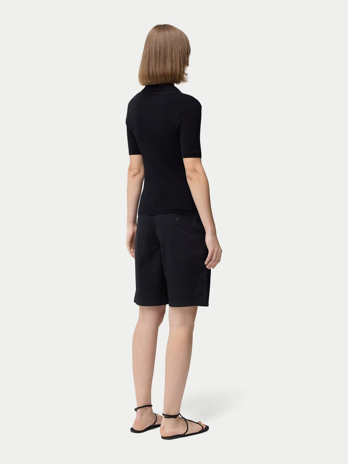 Cashmere Silk Women's Polo Shirt — Graphite Black