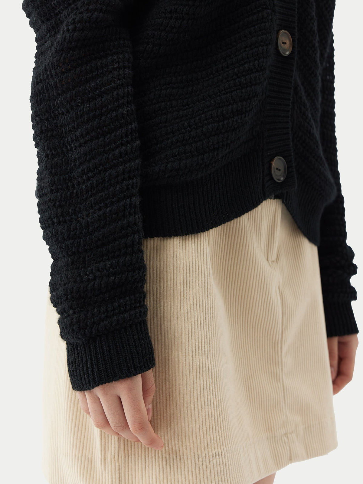 Cotton Cashmere Cardigan — Graphite Black