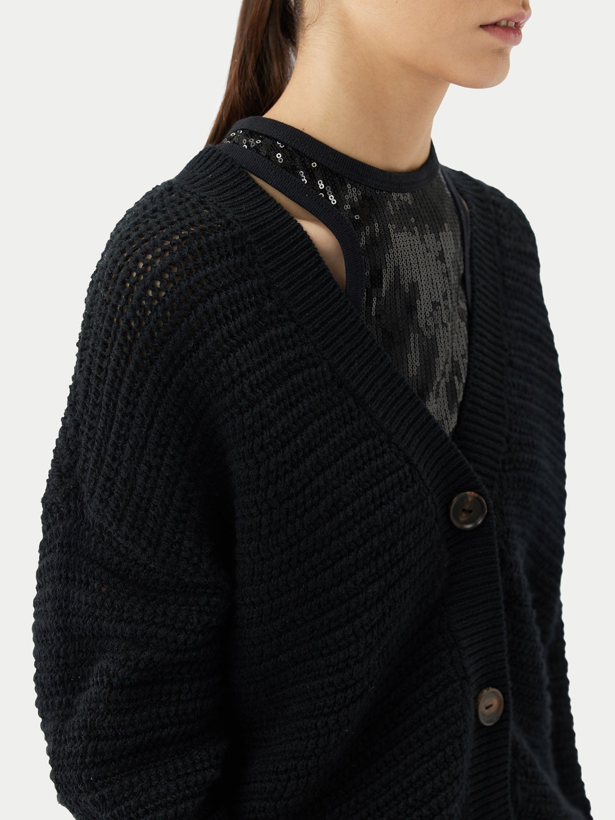 Cotton Cashmere Cardigan — Graphite Black