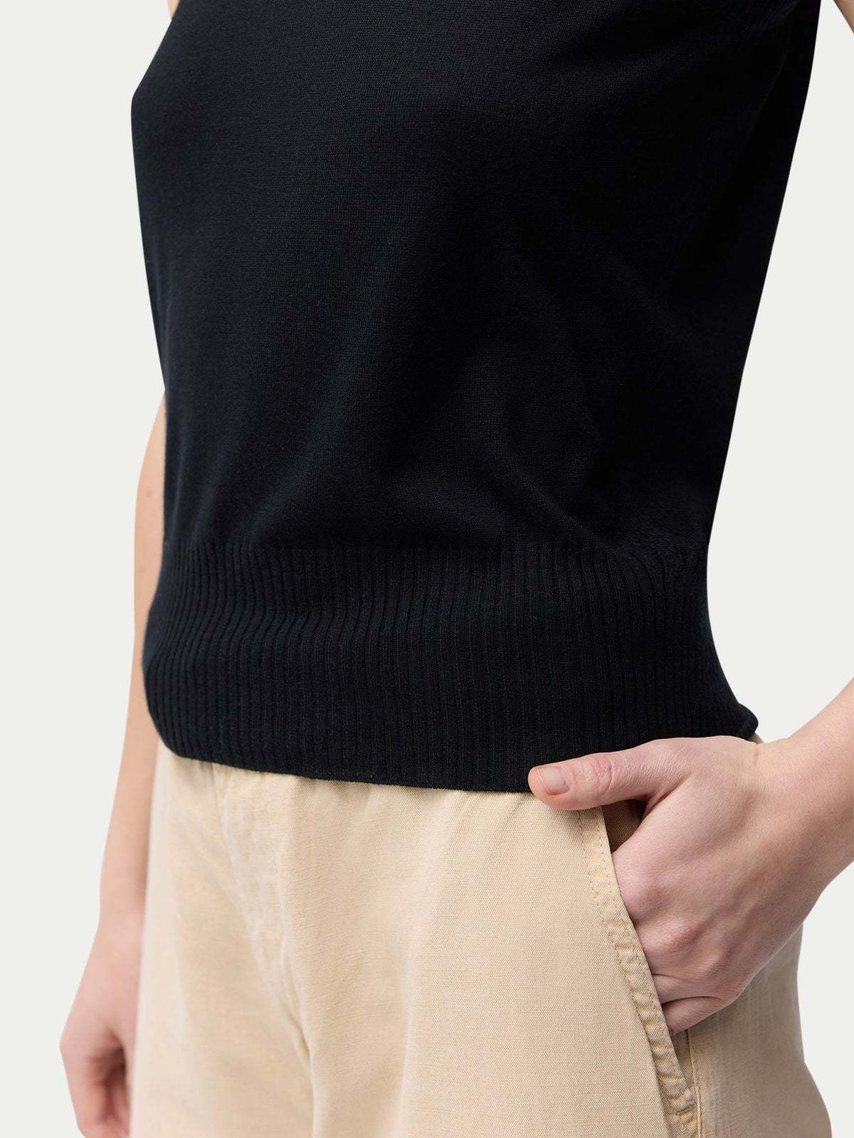 Cashmere Silk Sleeveless Top — Graphite Black