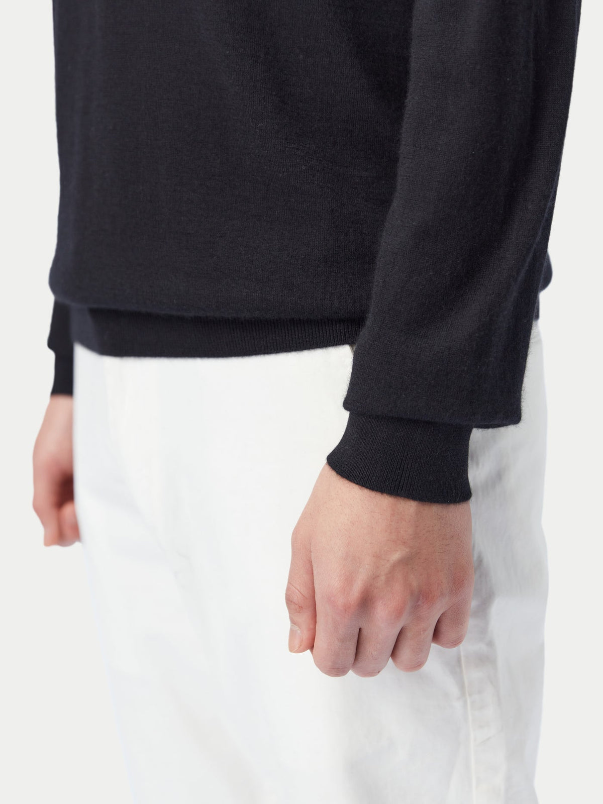 Men's Cashmere Silk Polo — Graphite Black
