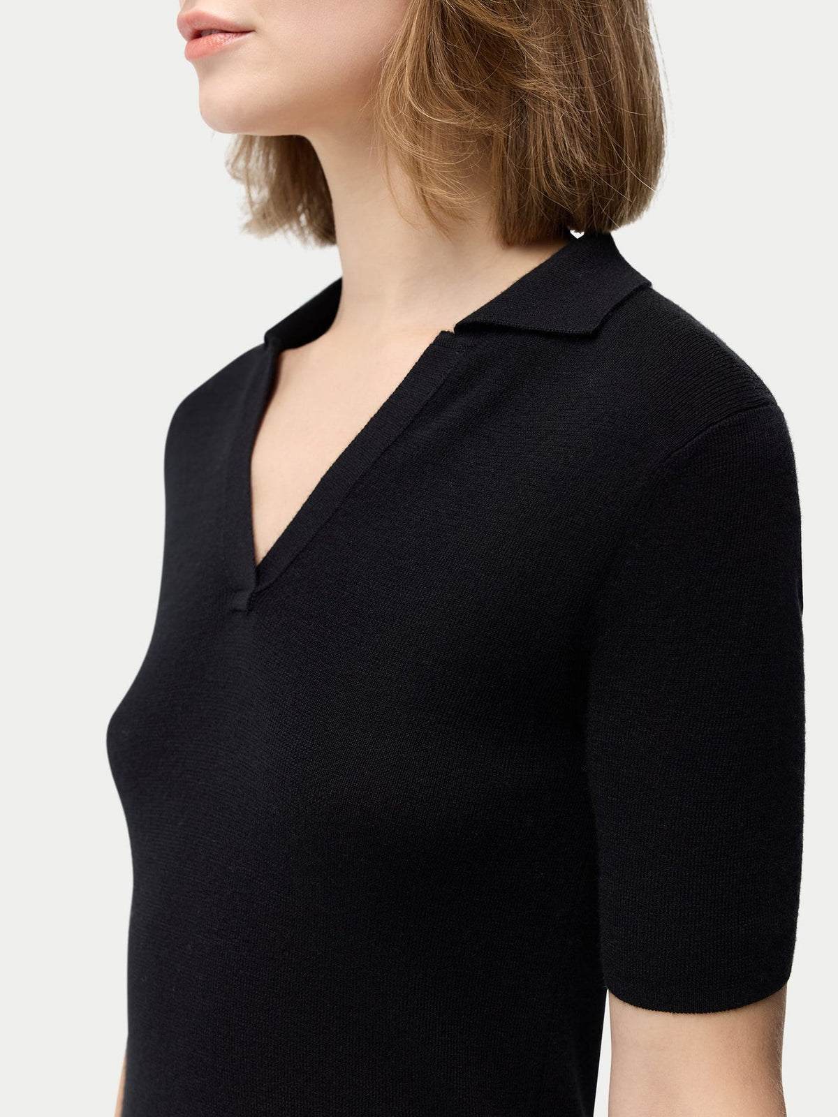 Cashmere Silk Women's Polo Shirt — Graphite Black