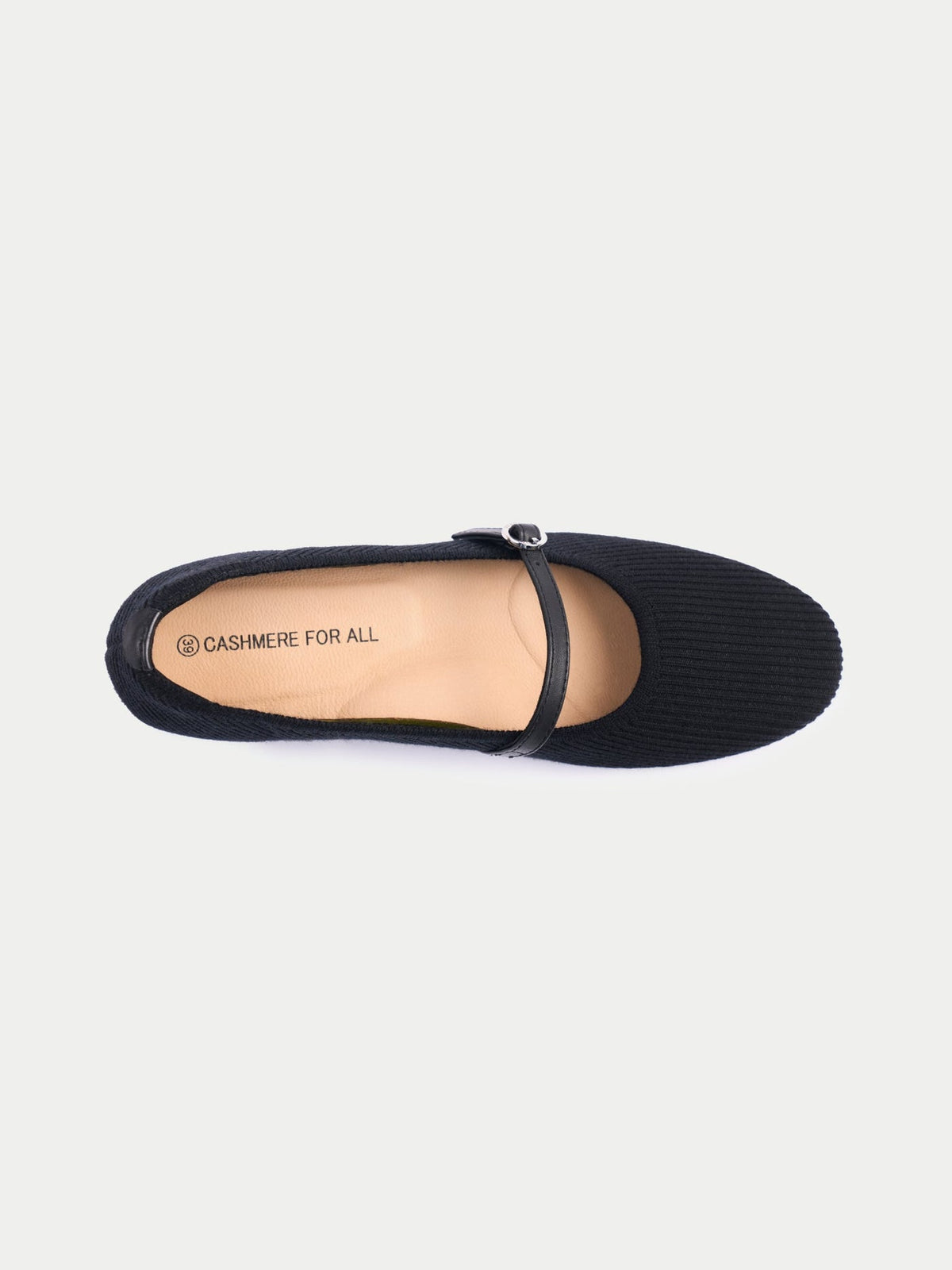 Mercerized Wool Cashmere Knitted Ballet Flats — Graphite Black
