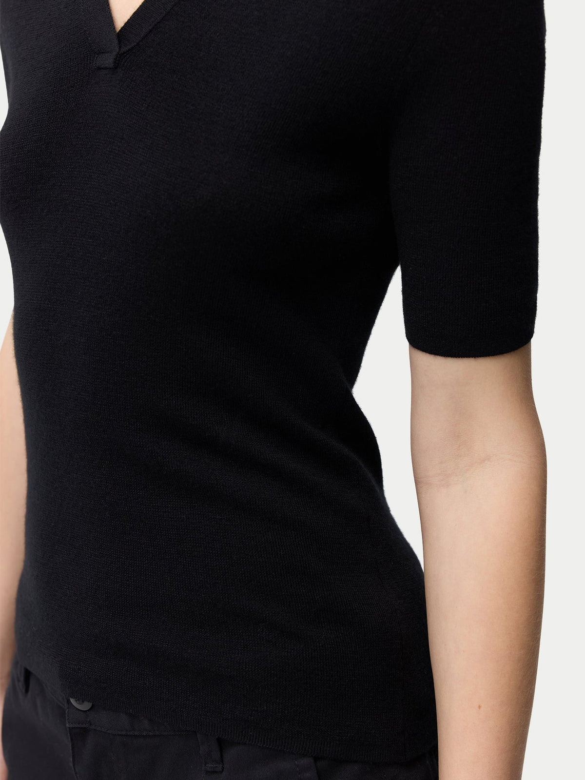 Cashmere Silk Women's Polo Shirt — Graphite Black