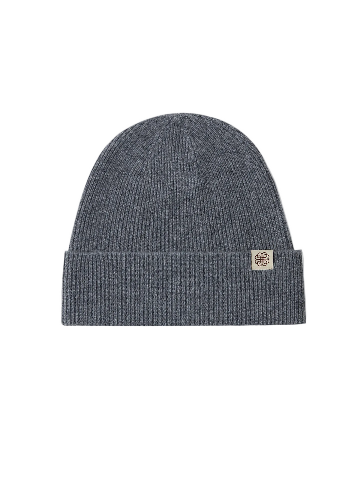 Cashmere Rib Knit Beanie — Gray