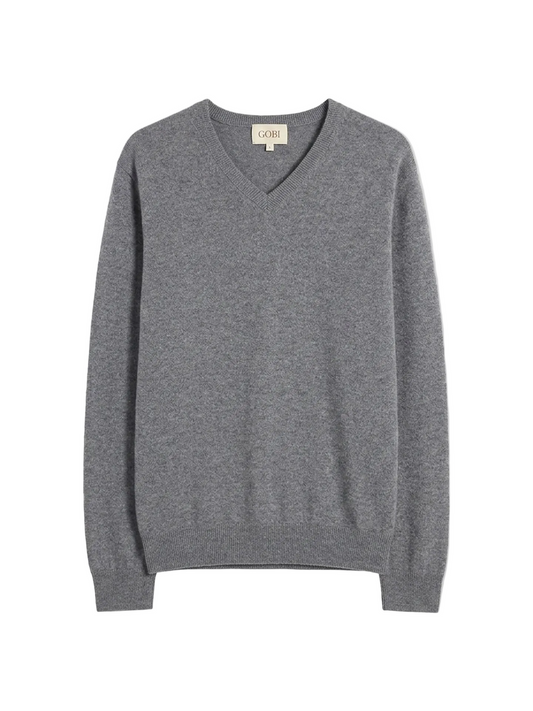 Timeless V-neck Cashmere Sweater — Gray