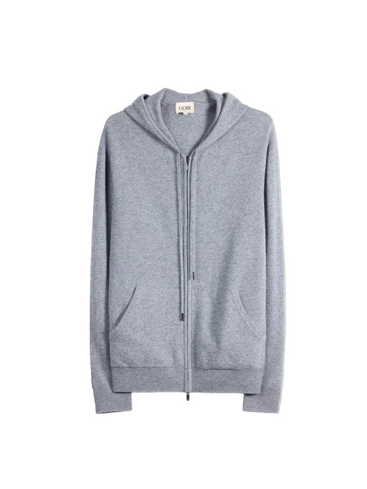 Men's Zip-up Cashmere Hoodie — Gray