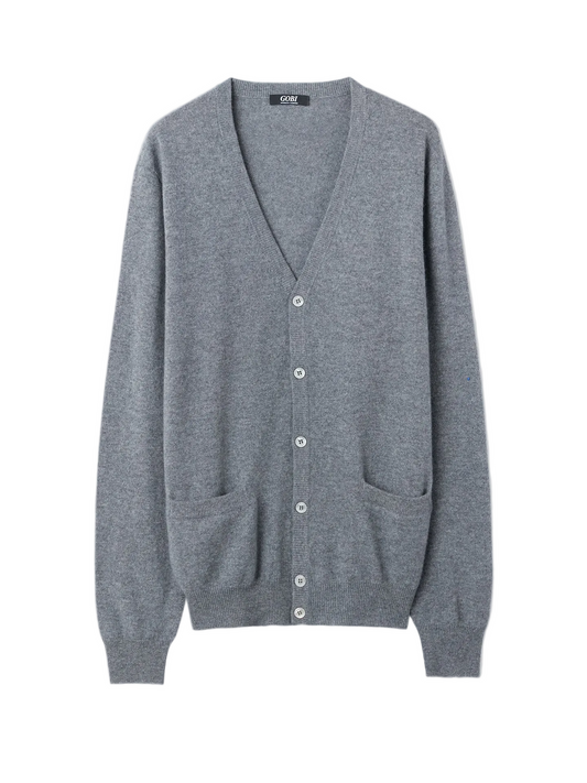 Essential Cashmere V-neck Cardigan — Gray