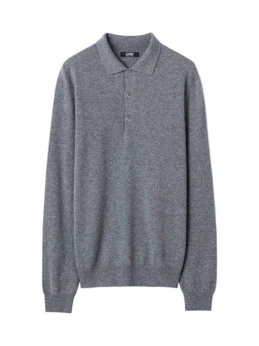 Essential Cashmere Polo Sweater — Gray