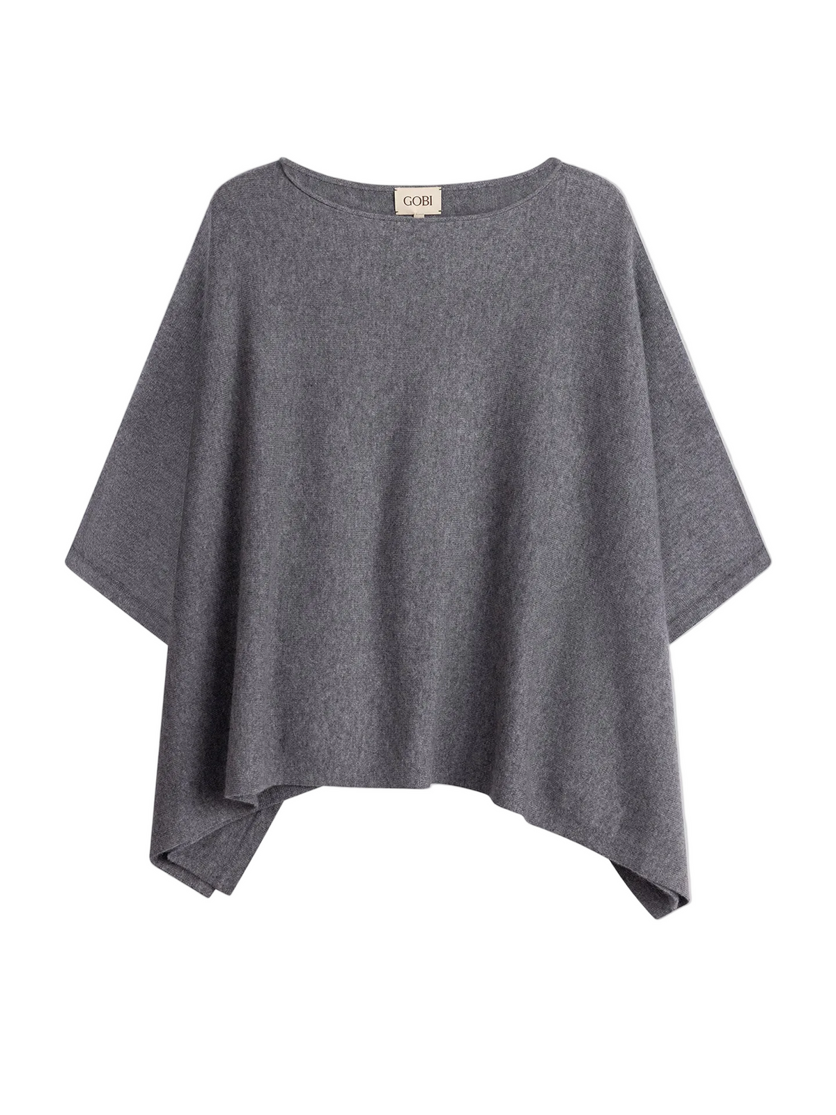 Boat-neck Cashmere Poncho — Gray