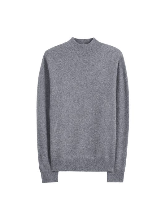Timeless Mock Neck Cashmere Sweater — Gray
