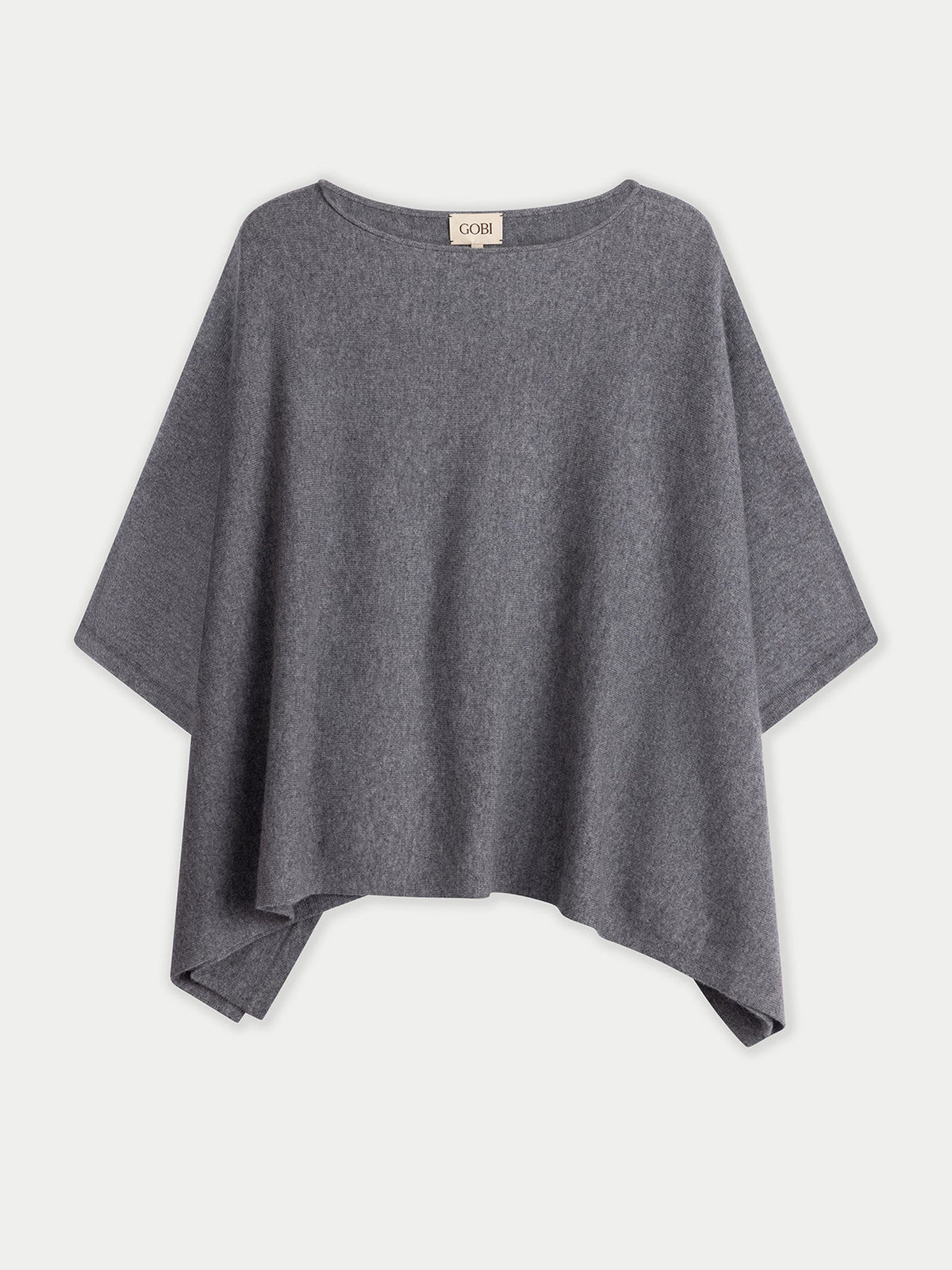 Boat-neck Cashmere Poncho — Gray