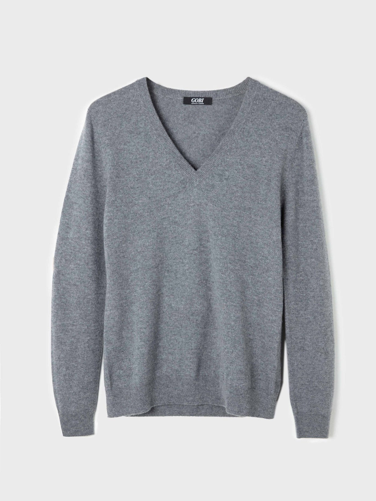 Essential Cashmere V-neck Sweater — Gray