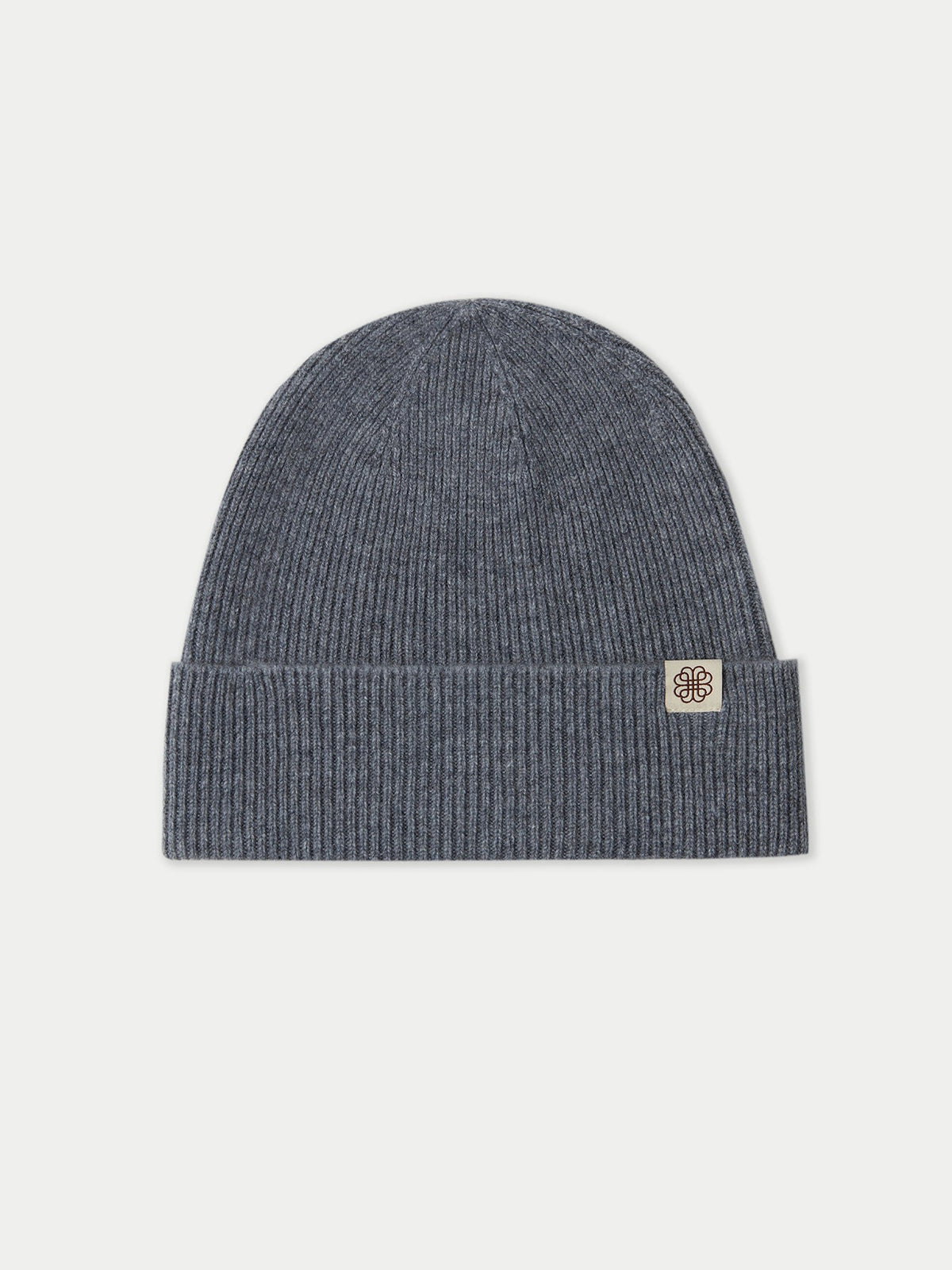 Cashmere Rib Knit Beanie — Gray