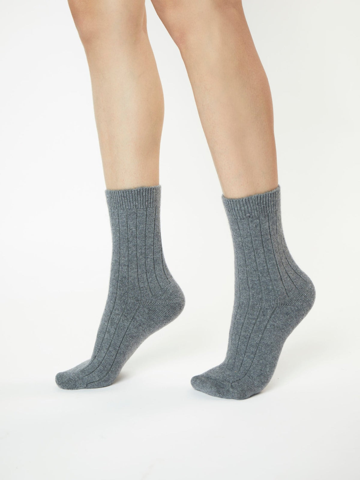 Unisex Cashmere Trim Knit Bed Socks — Gray