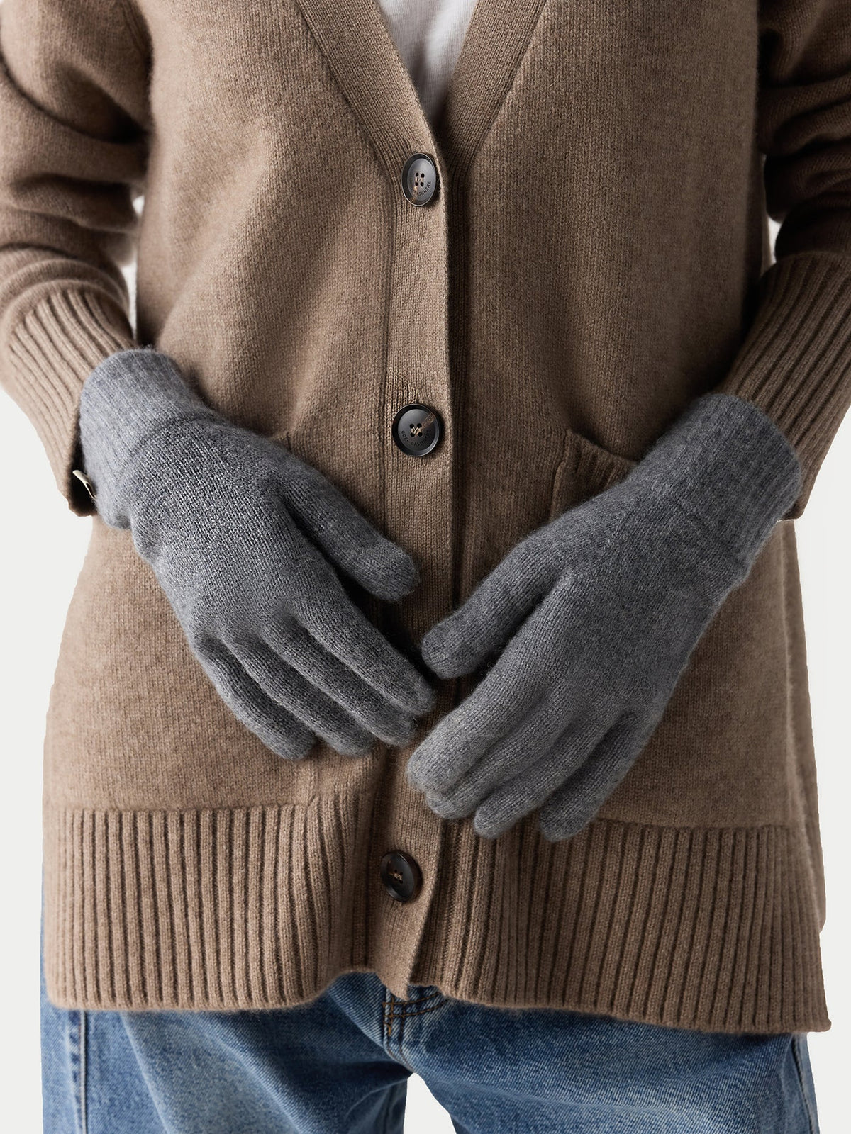 Essential Knit Cashmere Gloves — Gray