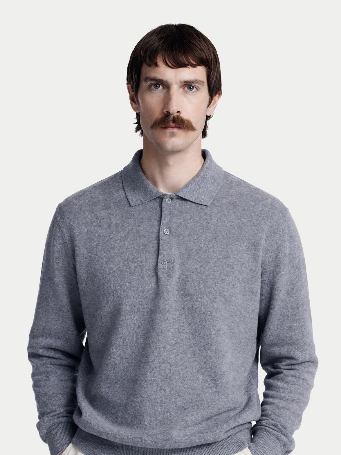 Essential Cashmere Polo Sweater — Gray