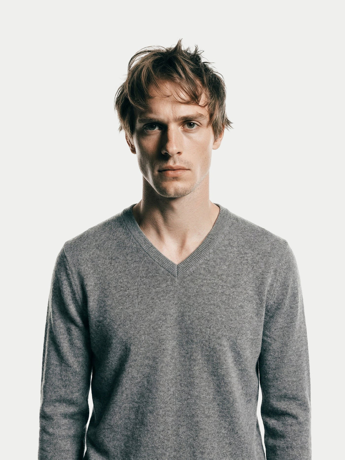 Timeless V-neck Cashmere Sweater — Gray