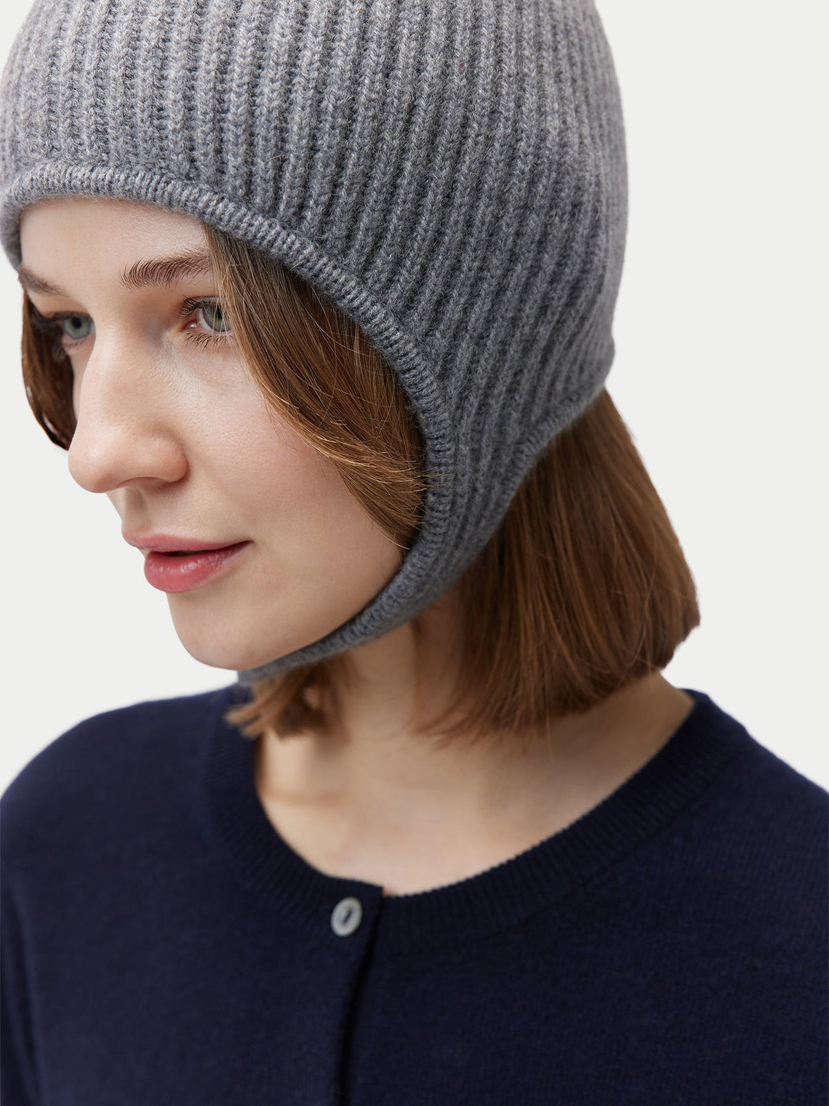 Knitted Aviator Cap — Gray
