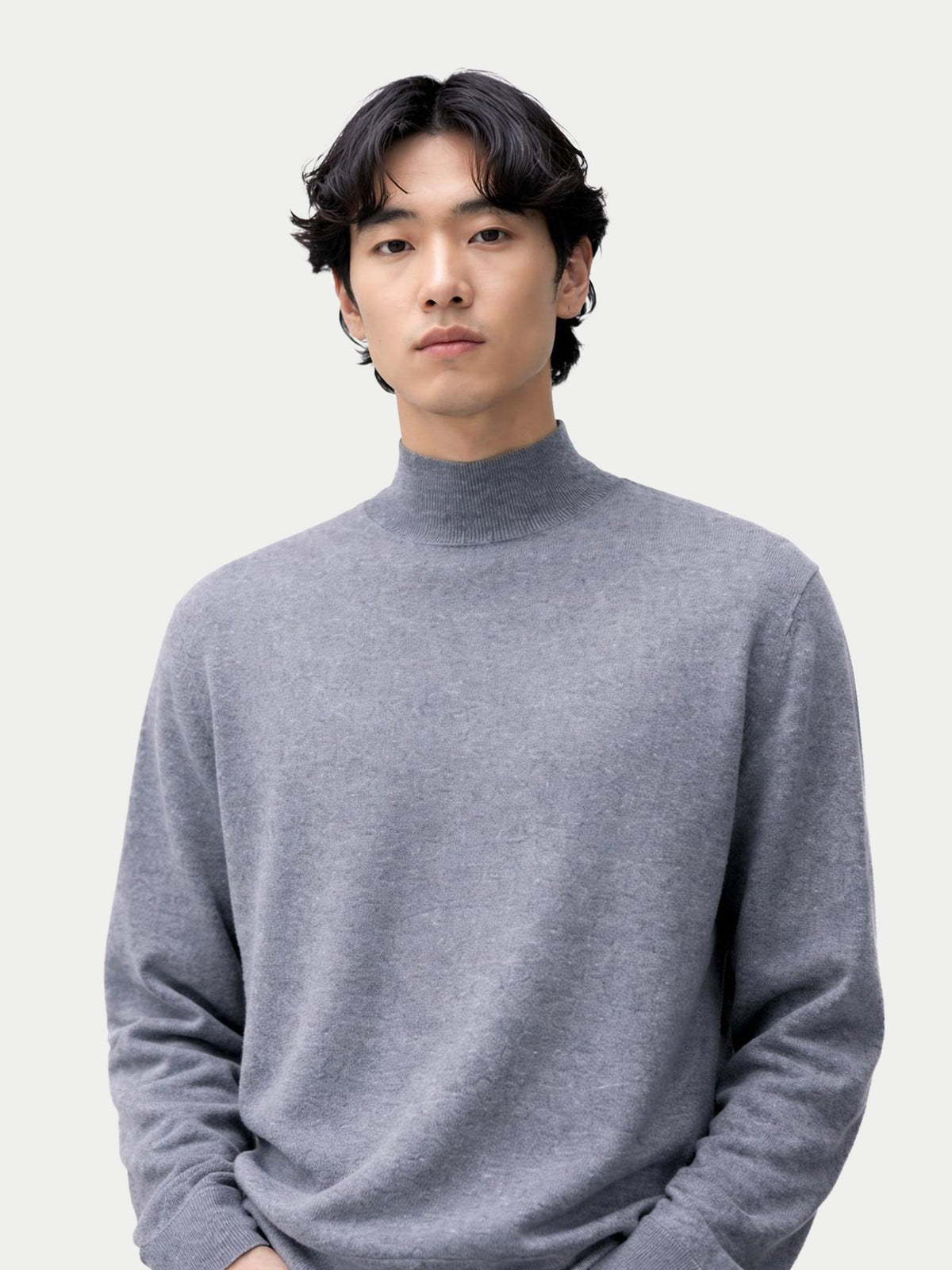 Timeless Mock Neck Cashmere Sweater — Gray